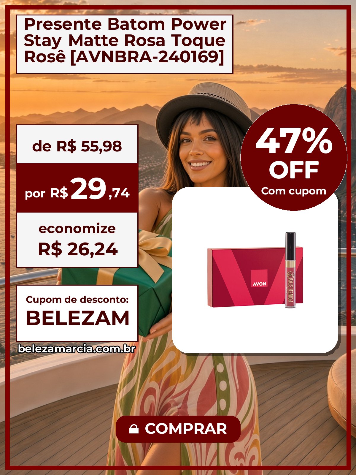 Presente Batom Power Stay Matte Op 8 [AVNBRA-240169]