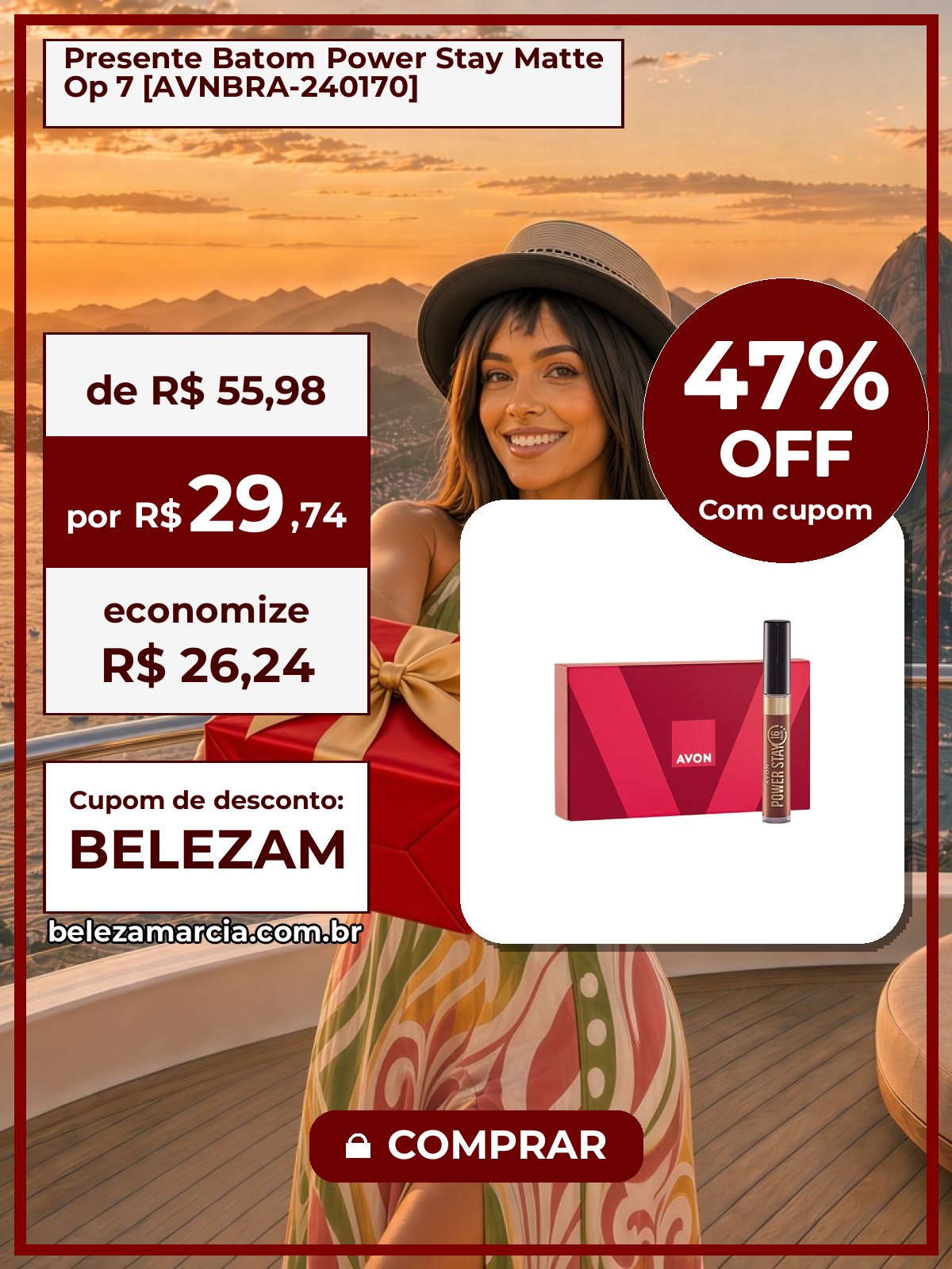 Presente Batom Power Stay Matte Op 7 [AVNBRA-240170]