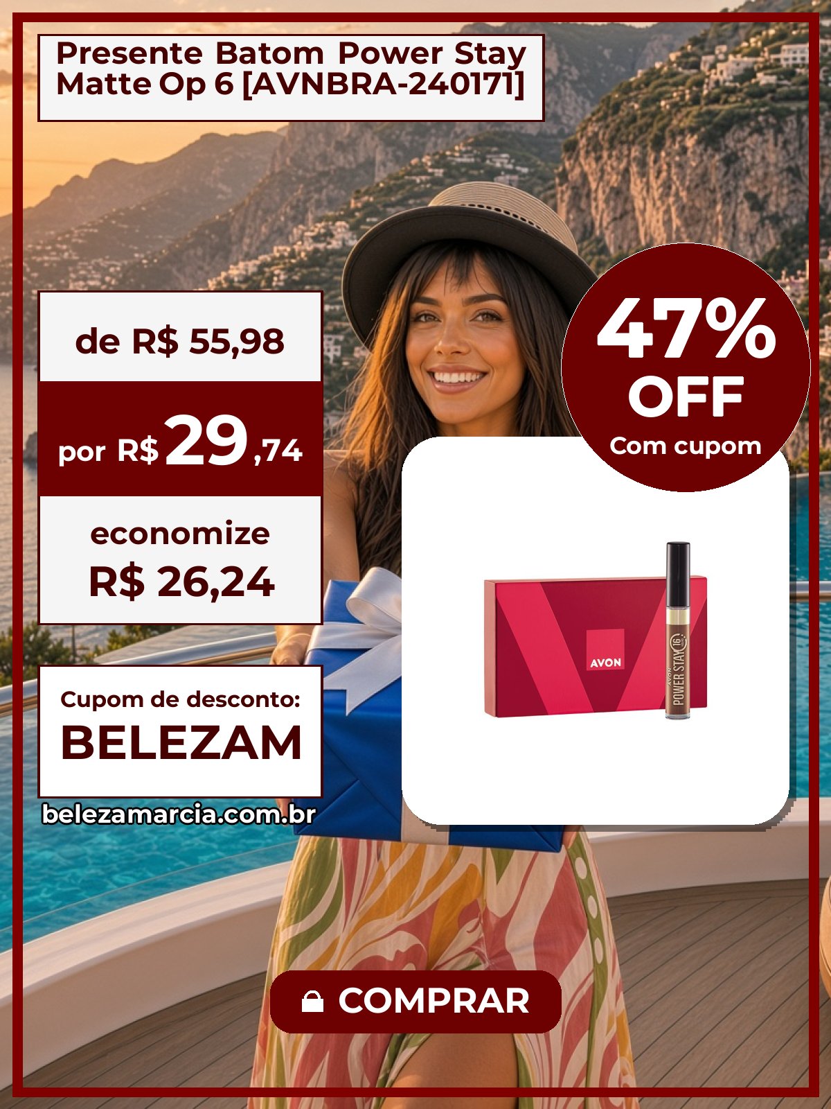 Presente Batom Power Stay Matte Op 6 [AVNBRA-240171]
