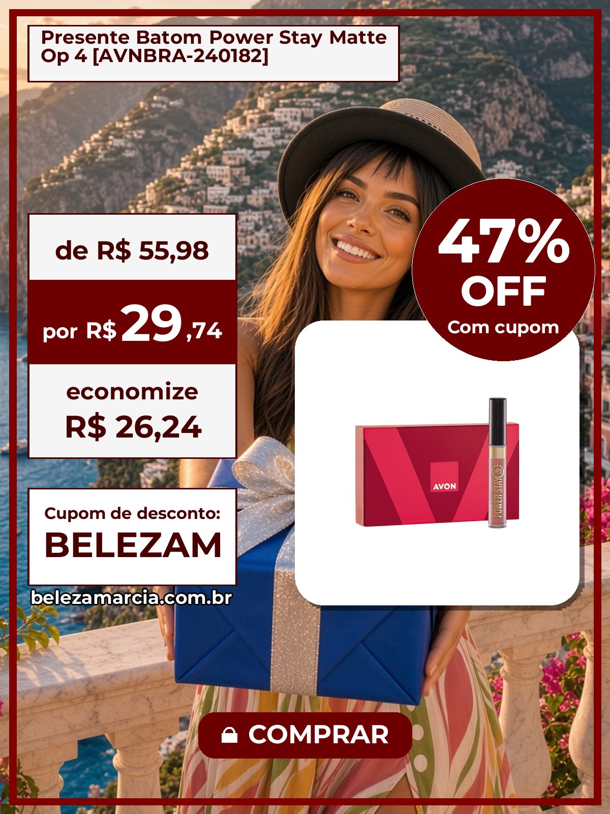 Presente Batom Power Stay Matte Op 4 [AVNBRA-240182]