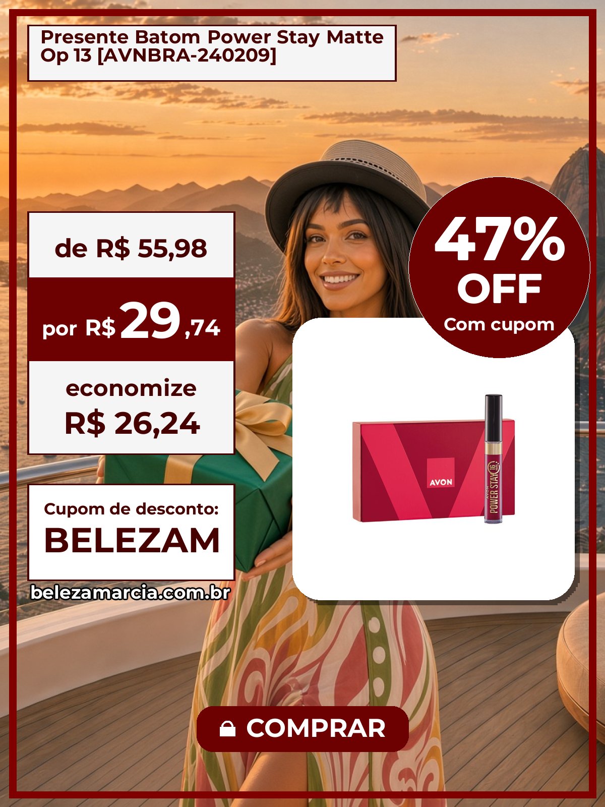 Presente Batom Power Stay Matte Op 13 [AVNBRA-240209]