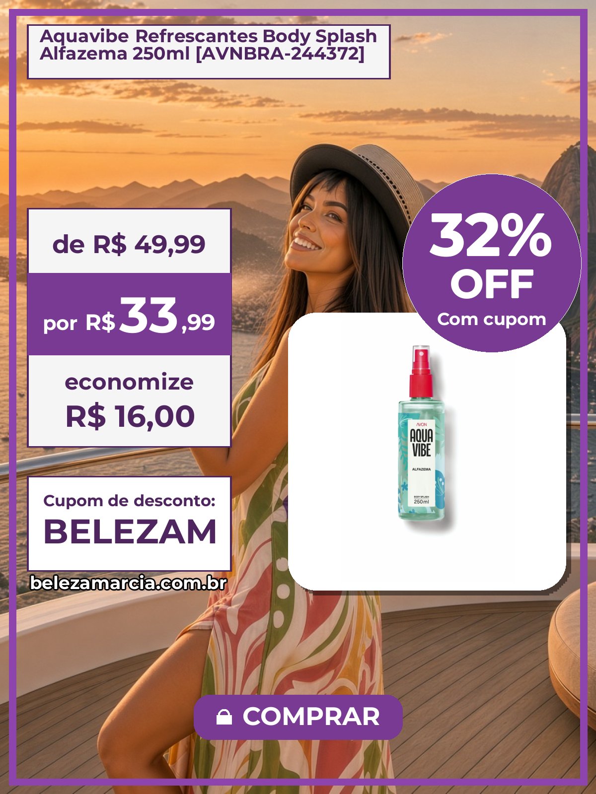 Aquavibe Refrescantes Body Splash Alfazema 250ml [AVNBRA-244372]