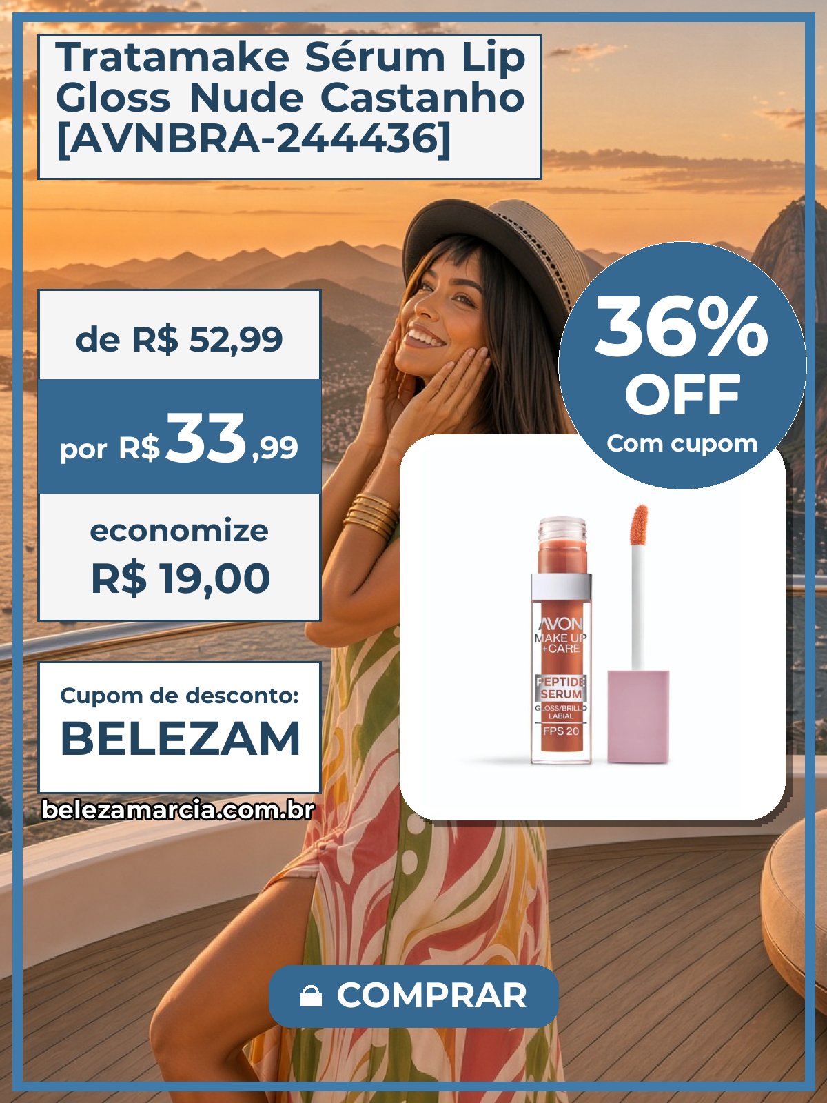 Tratamake Sérum Lip Gloss Nude Castanho [AVNBRA-244436]