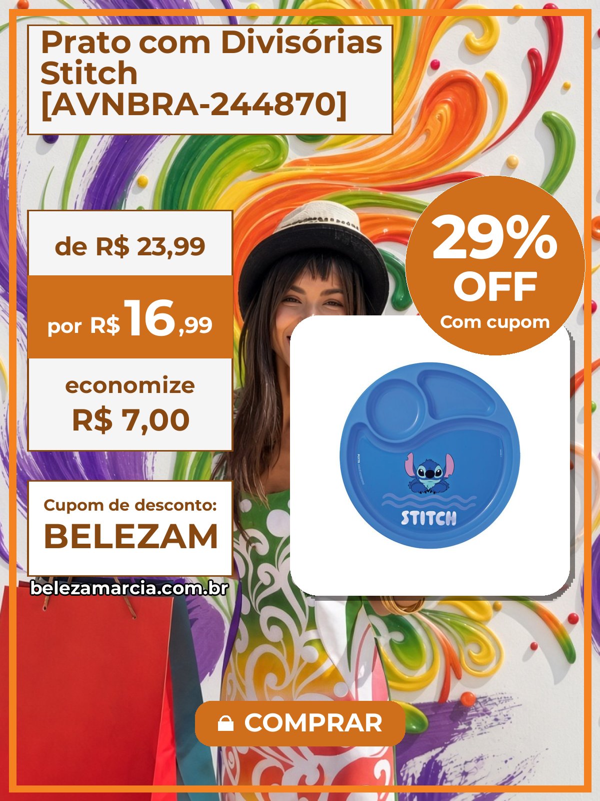 Prato com Divisórias Stitch [AVNBRA-244870]