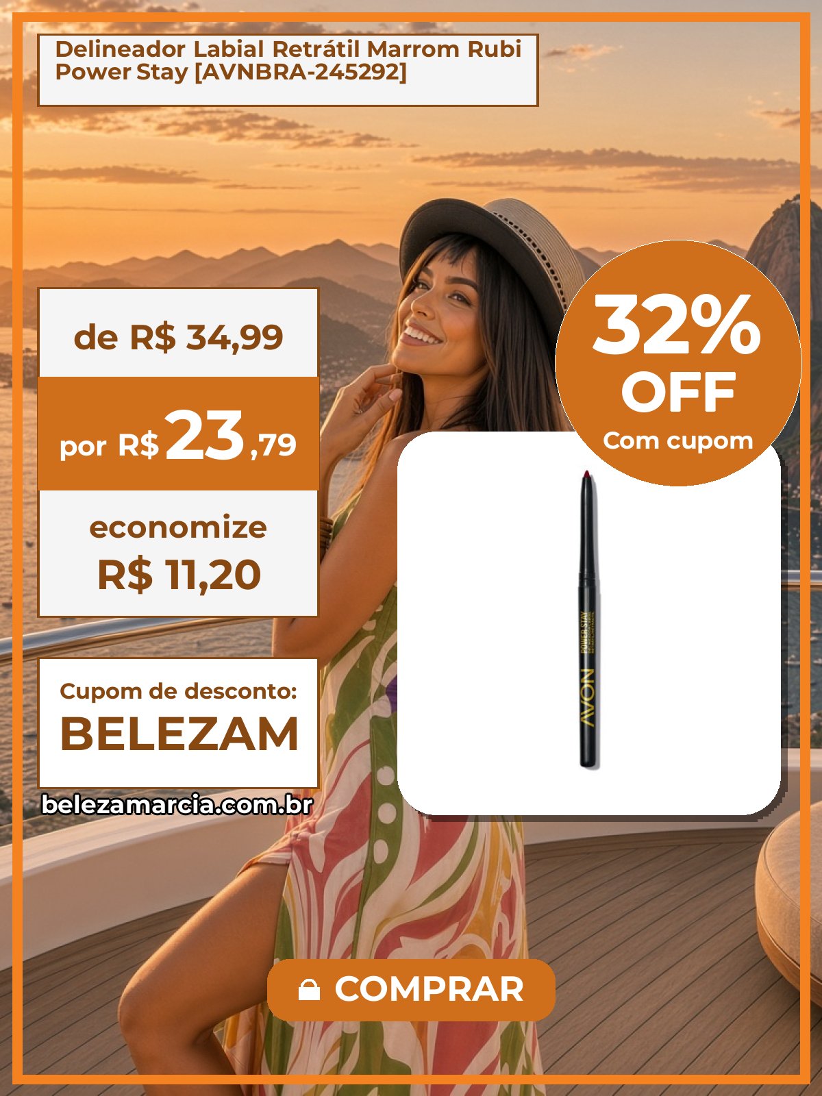Delineador Labial Retrátil Marrom Rubi Power Stay [AVNBRA-245292]