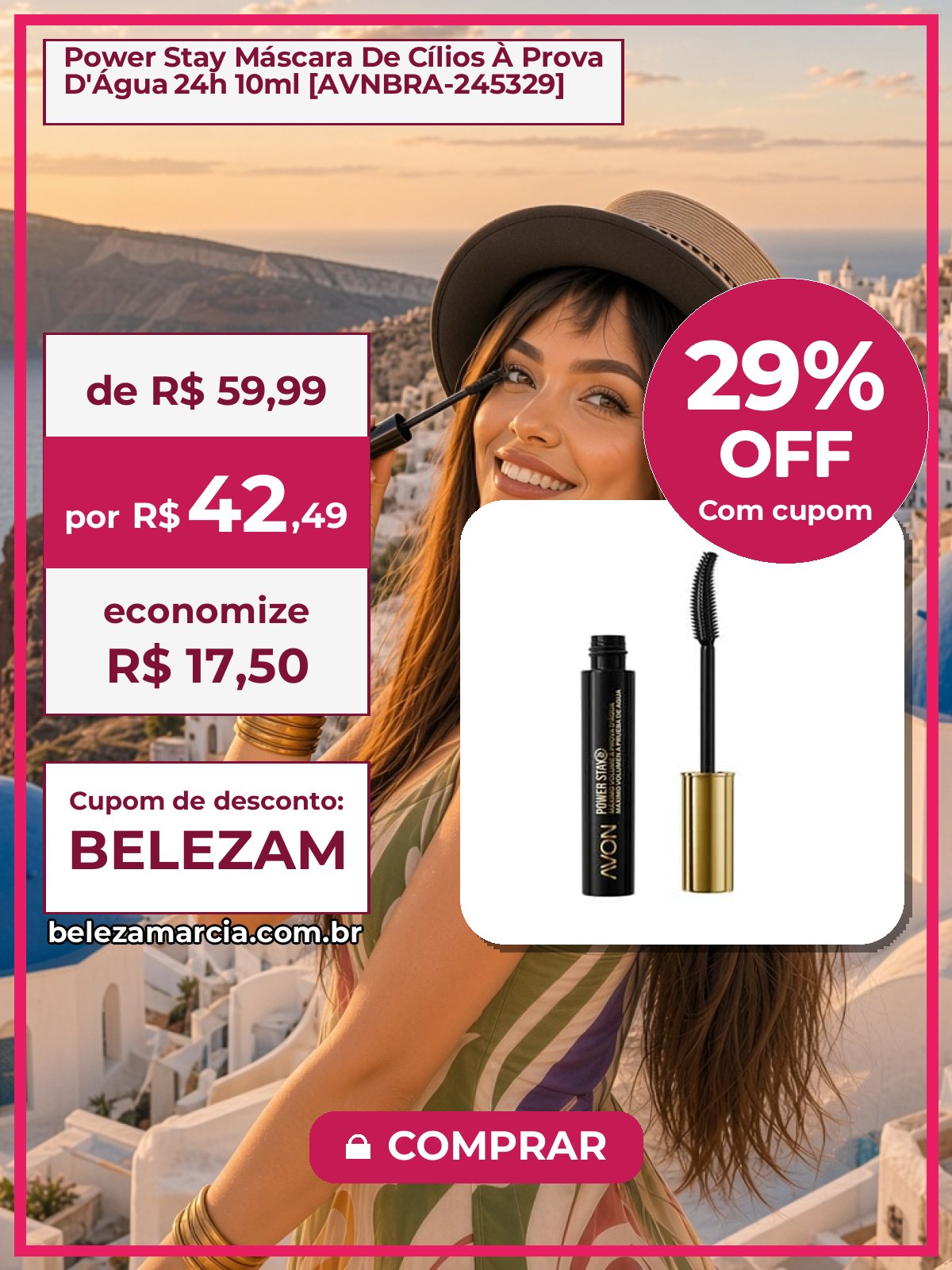 Power Stay Máscara De Cílios À Prova D'Água 24h 10ml [AVNBRA-245329]