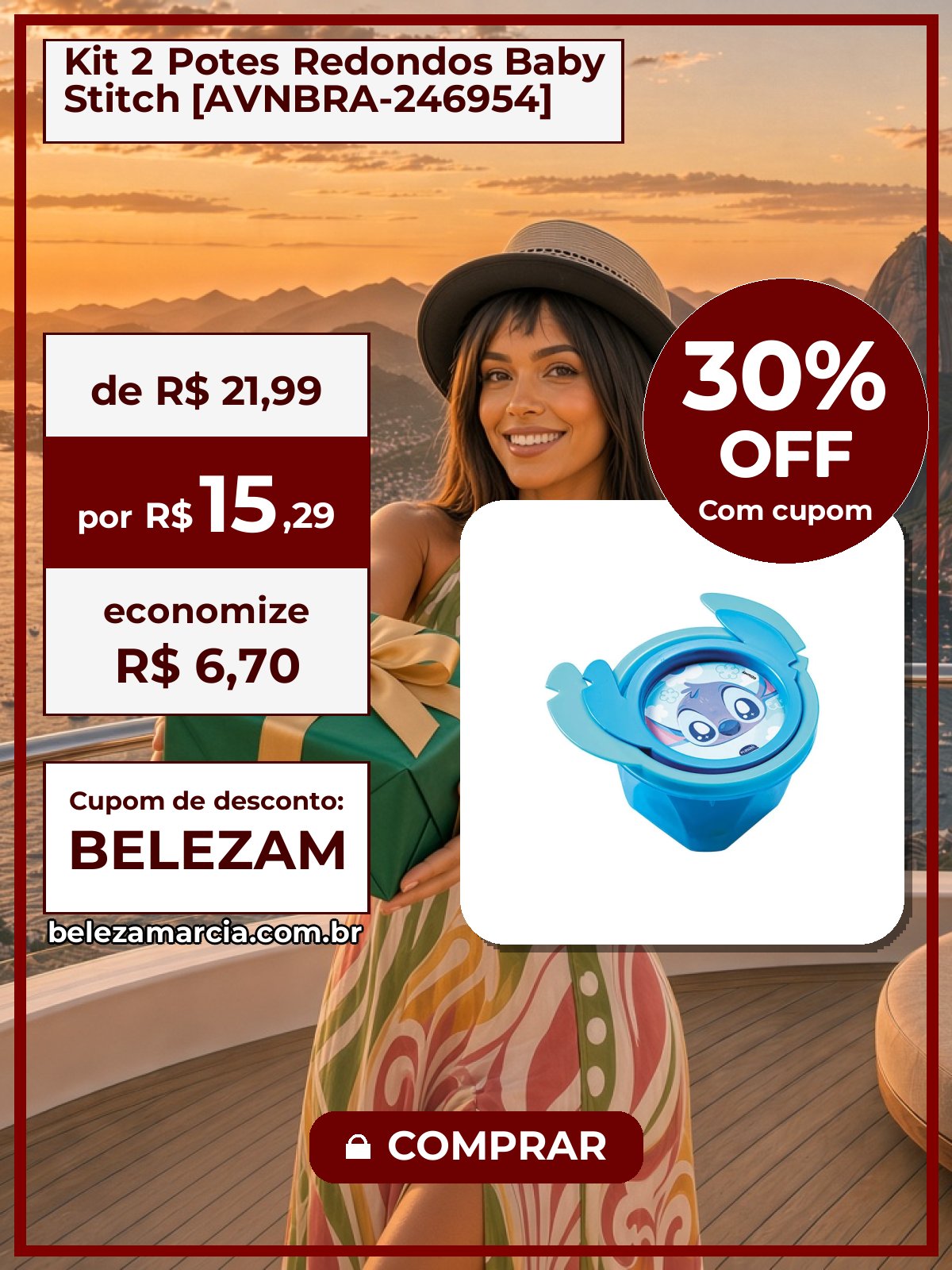 Kit 2 Potes Redondos Baby Stitch [AVNBRA-246954]