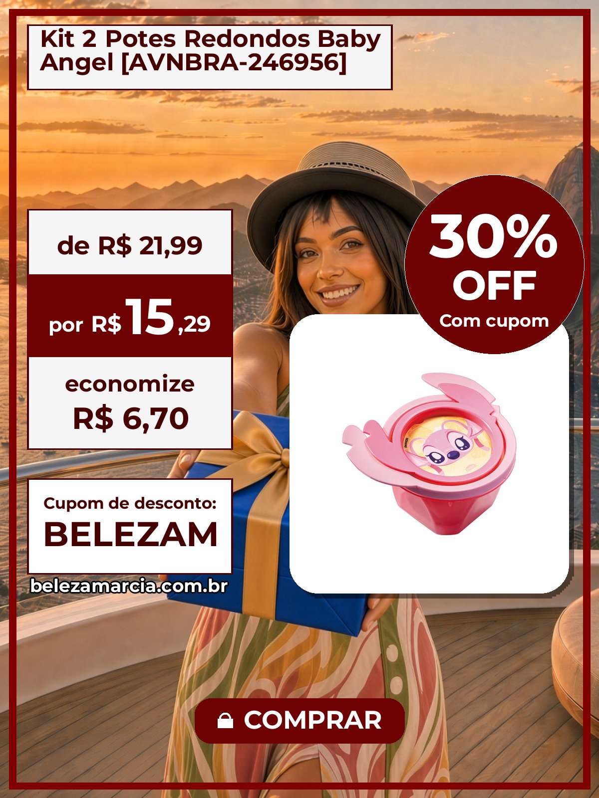 Kit 2 Potes Redondos Baby Angel [AVNBRA-246956]
