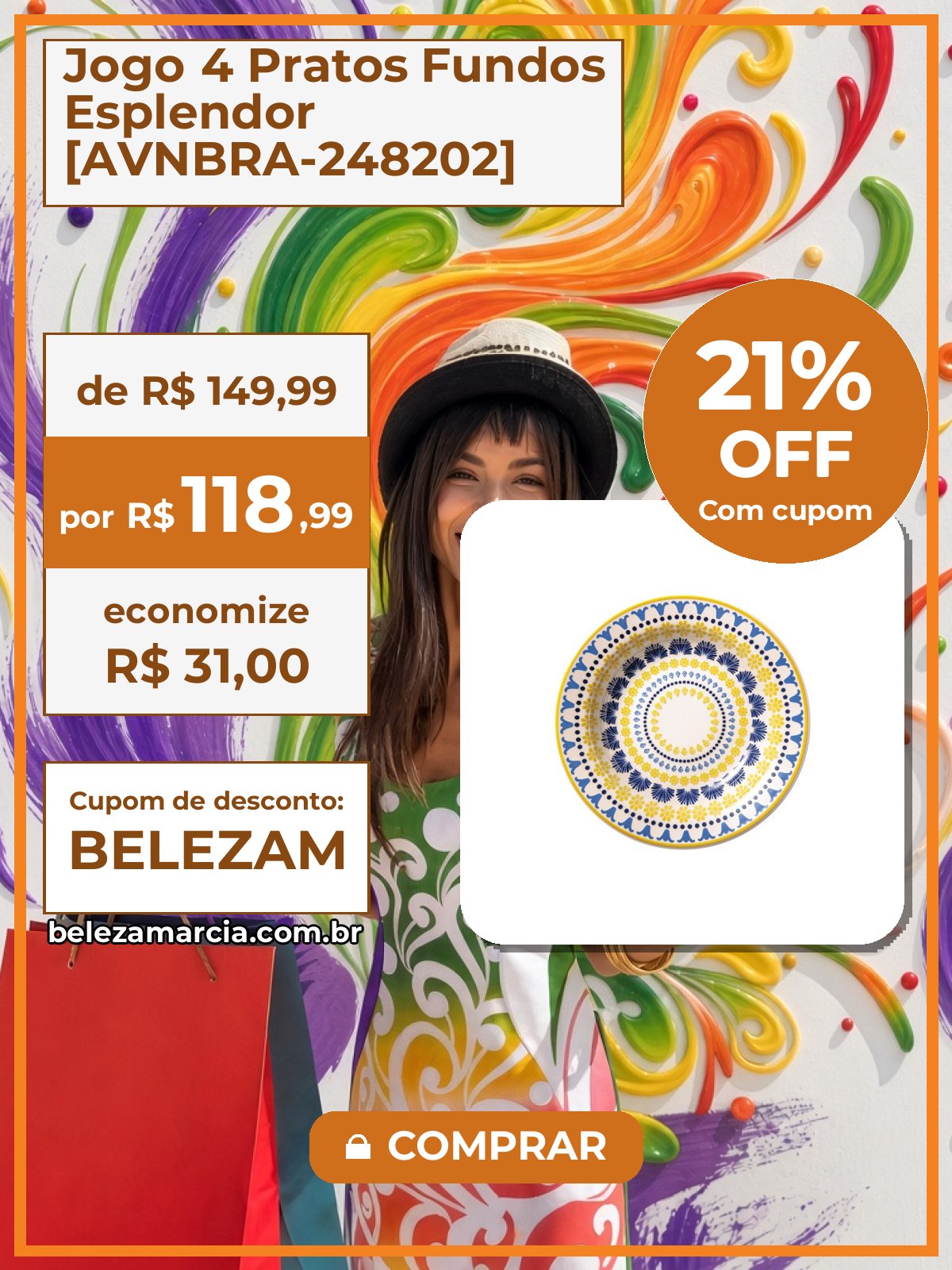Jogo 4 Pratos Fundos Esplendor [AVNBRA-248202]