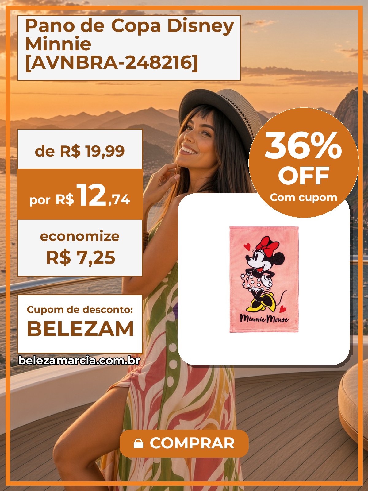 Pano de Copa Disney Minnie [AVNBRA-248216]