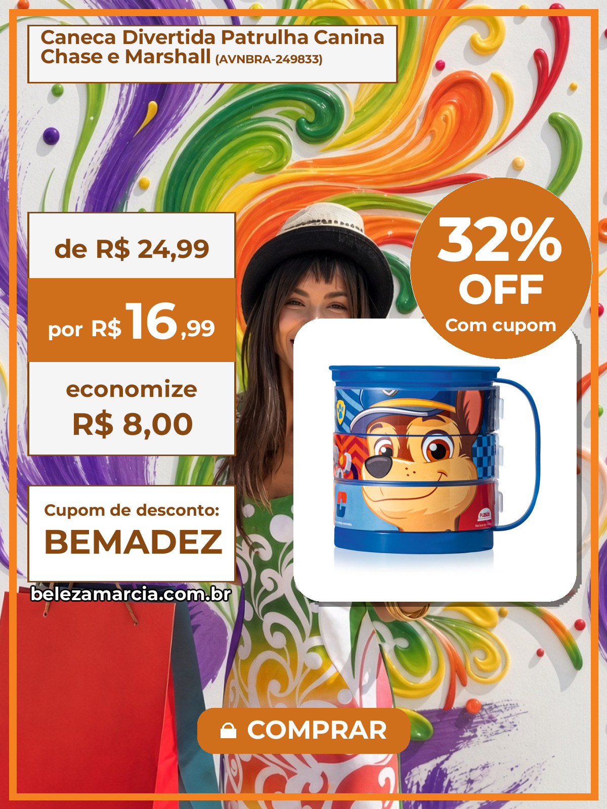Caneca Divertida Patrulha Canina Chase e Marshall