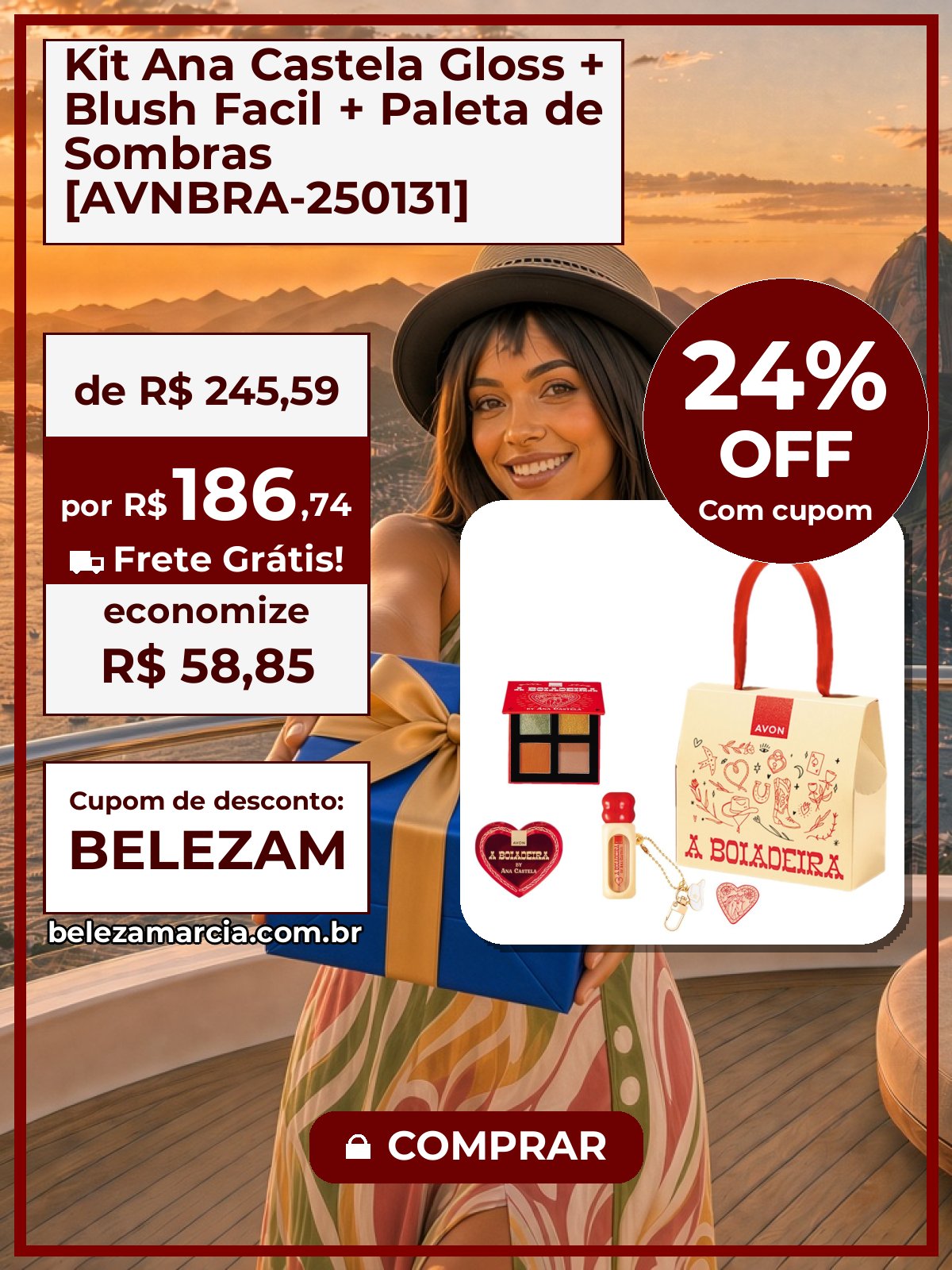 Kit Ana Castela Gloss + Blush Facil + Paleta de Sombras [AVNBRA-250131]
