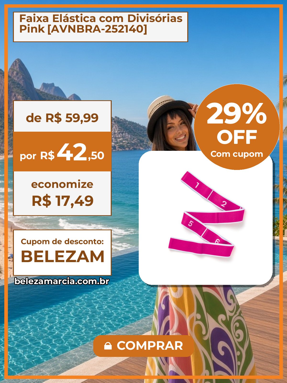 Faixa Elástica com Divisórias Pink [AVNBRA-252140]