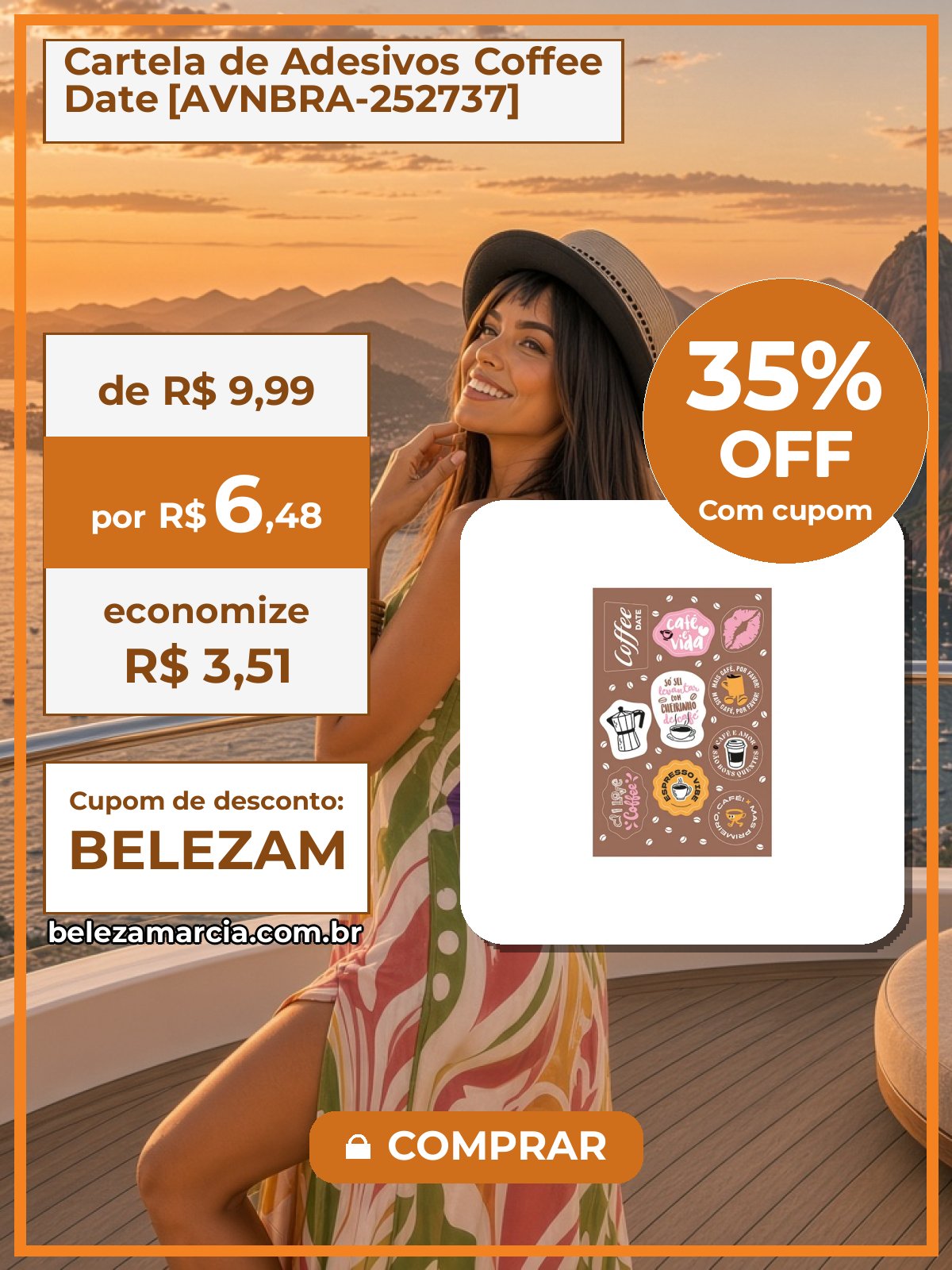 Cartela de Adesivos Coffee Date [AVNBRA-252737]