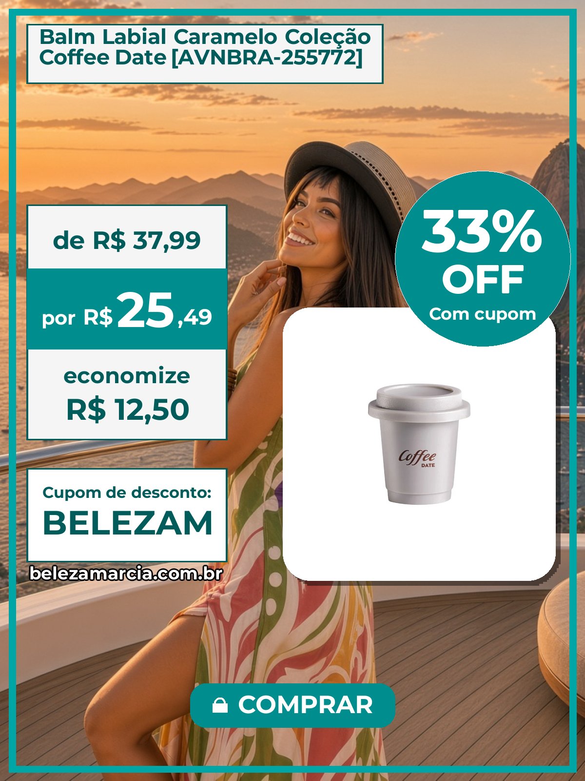 Balm Labial Caramelo Coleção Coffee Date [AVNBRA-255772]