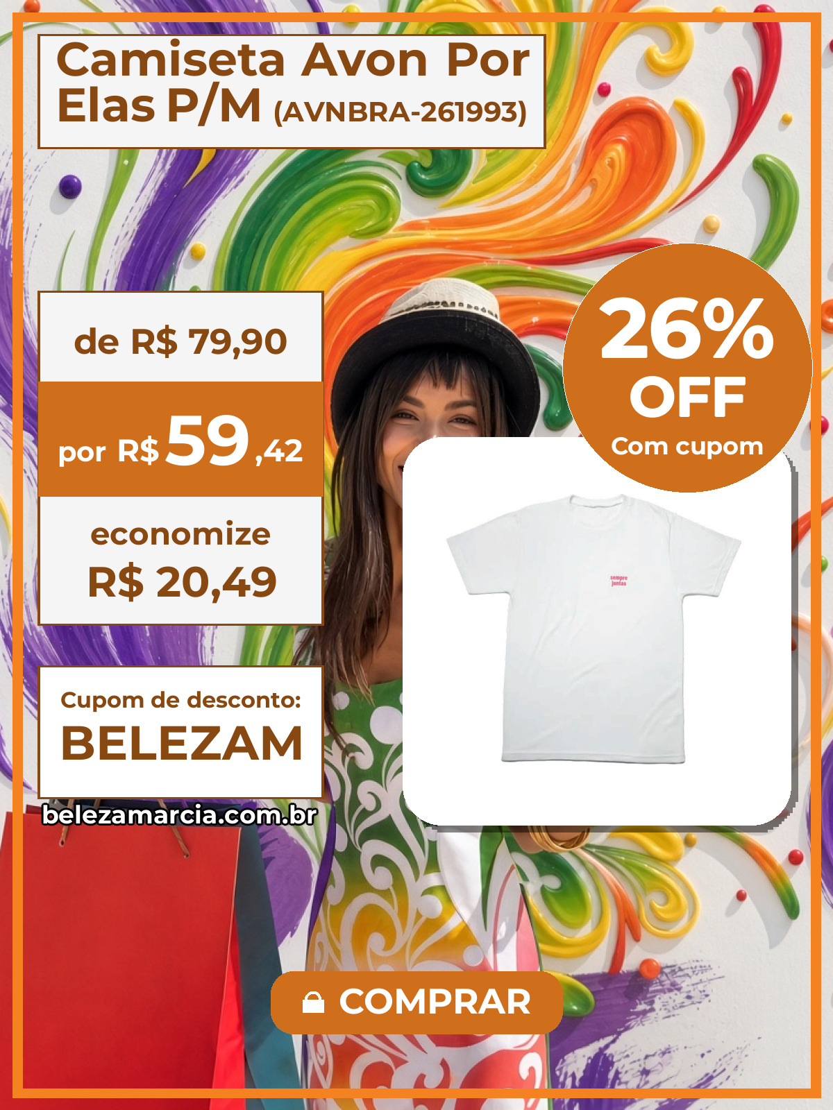 Camiseta Avon Por Elas P/M