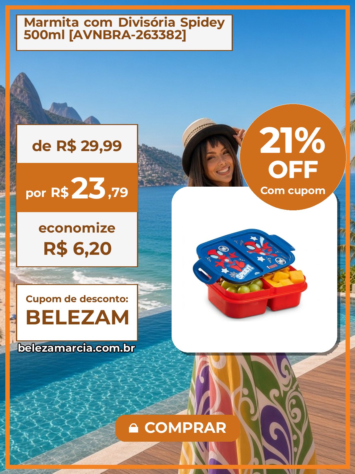 Marmita com Divisória Spidey 500ml [AVNBRA-263382]