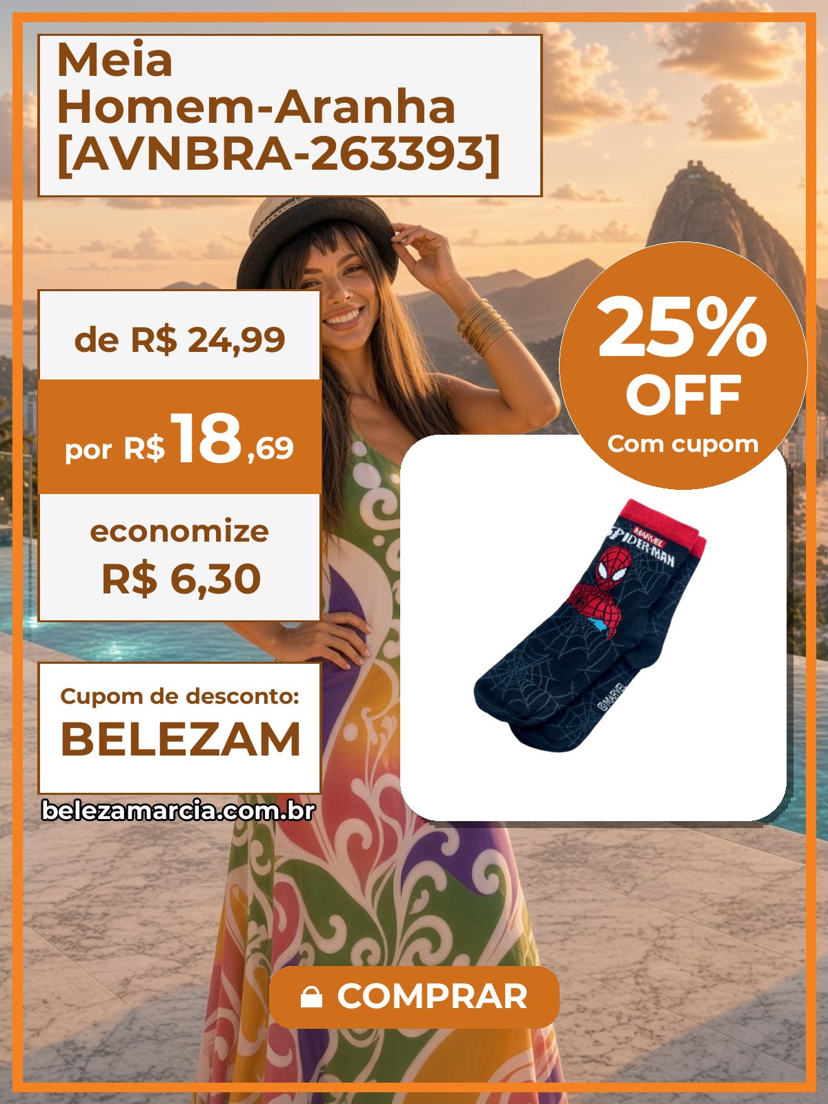 Meia Homem-Aranha [AVNBRA-263393]