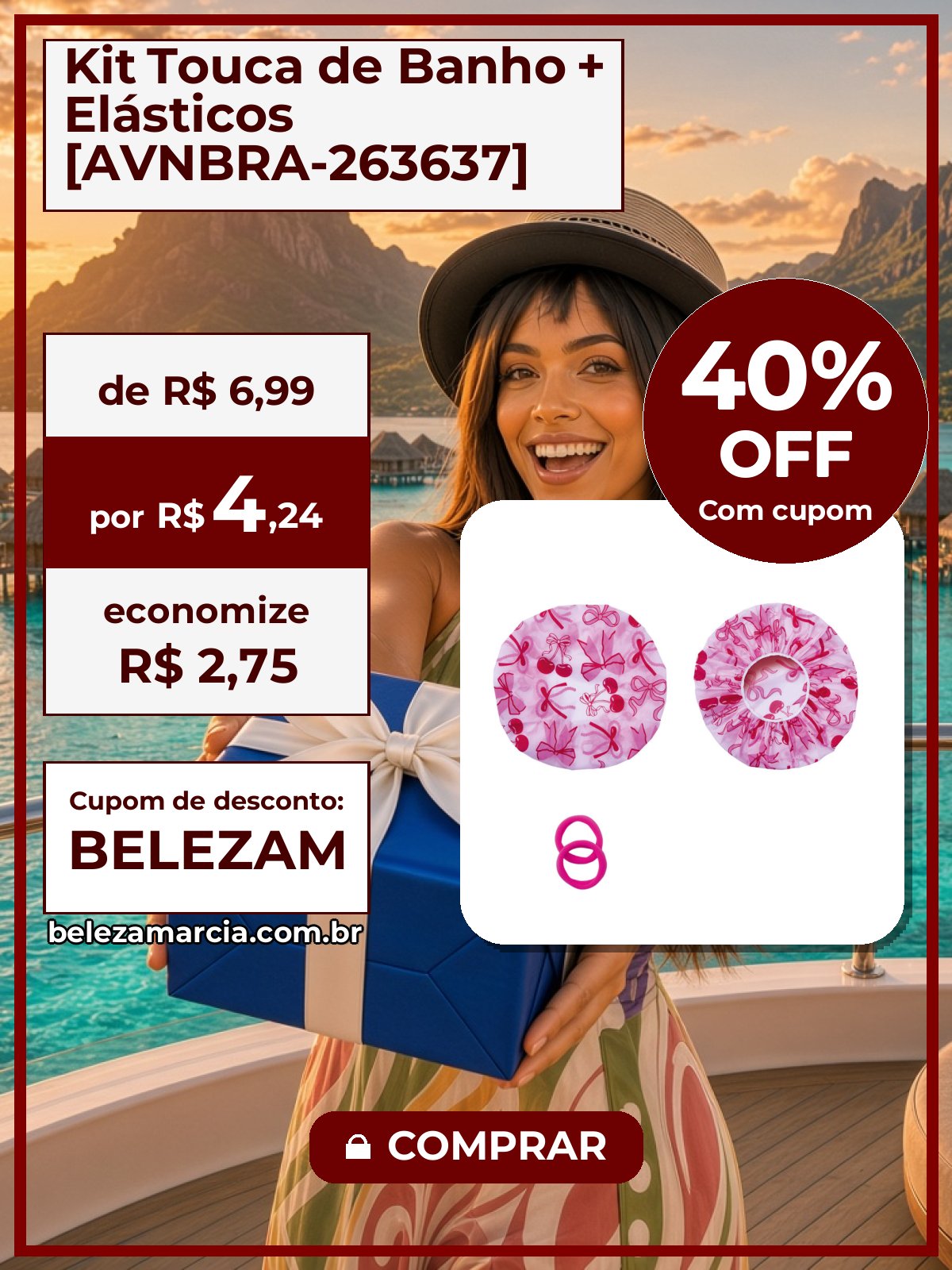 Kit Touca de Banho + Elásticos [AVNBRA-263637]