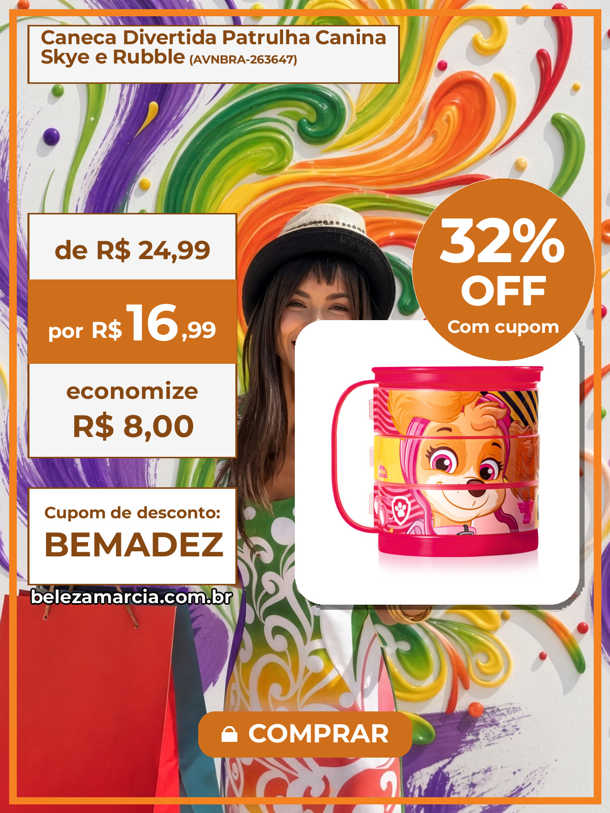 Caneca Divertida Patrulha Canina Skye e Rubble