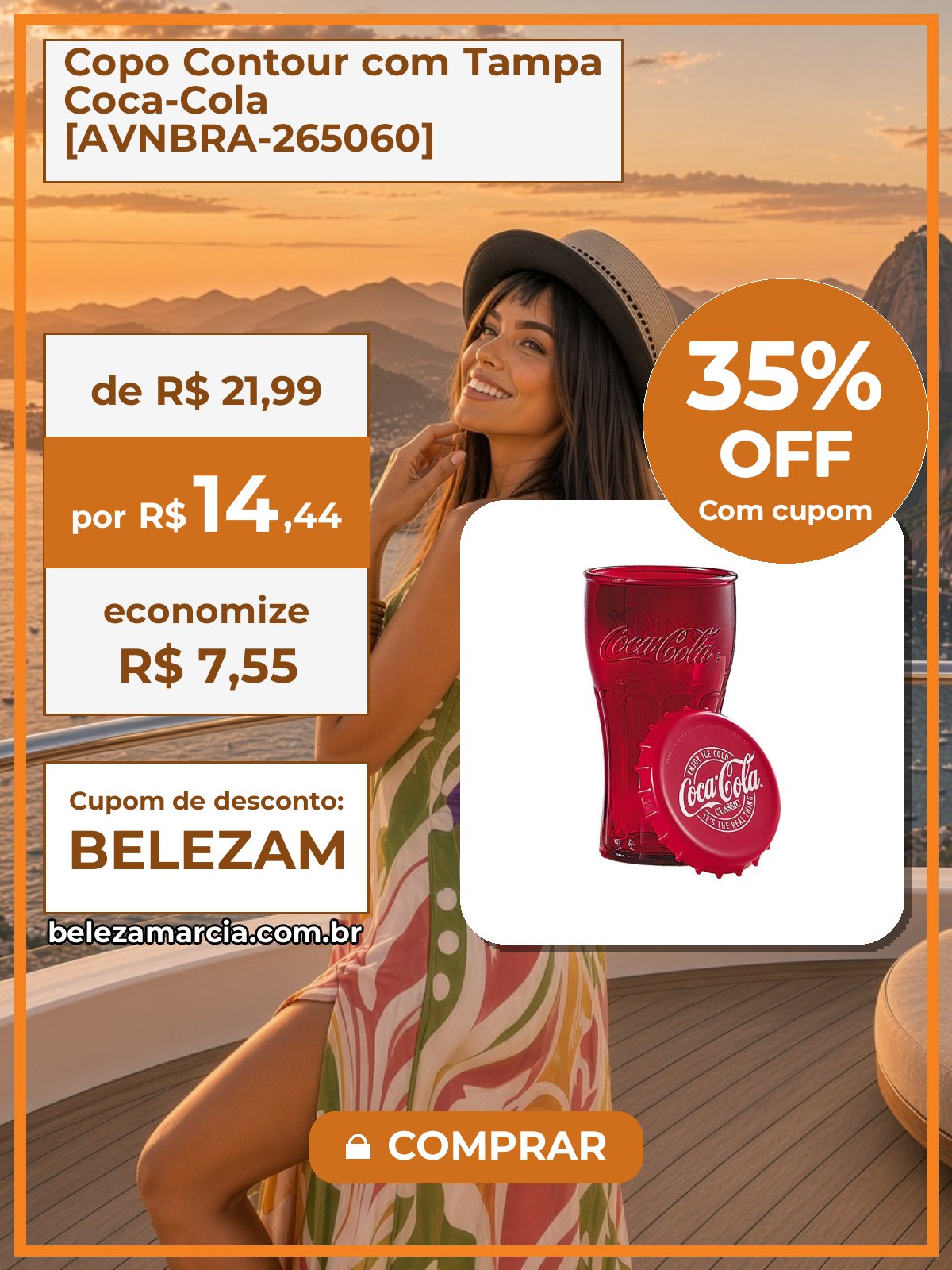 Copo Contour com Tampa Coca-Cola [AVNBRA-265060]
