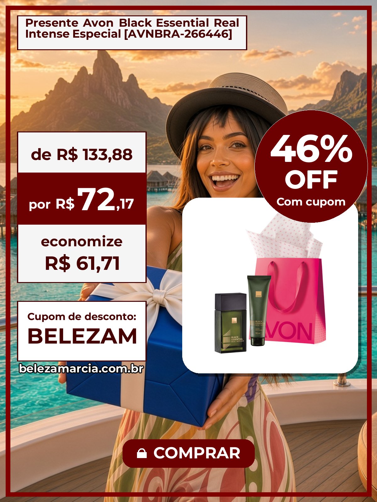 Presente Avon Black Essential Real Intense Especial [AVNBRA-266446]