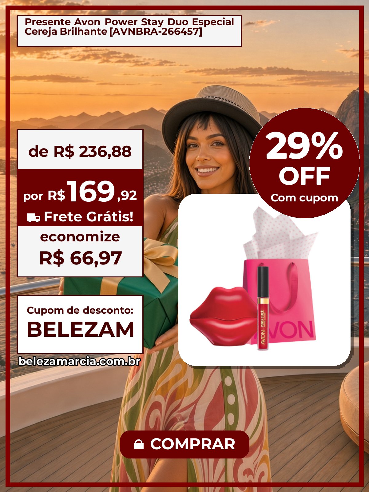 Presente Avon Power Stay Duo Especial Cereja Brilhante [AVNBRA-266457]