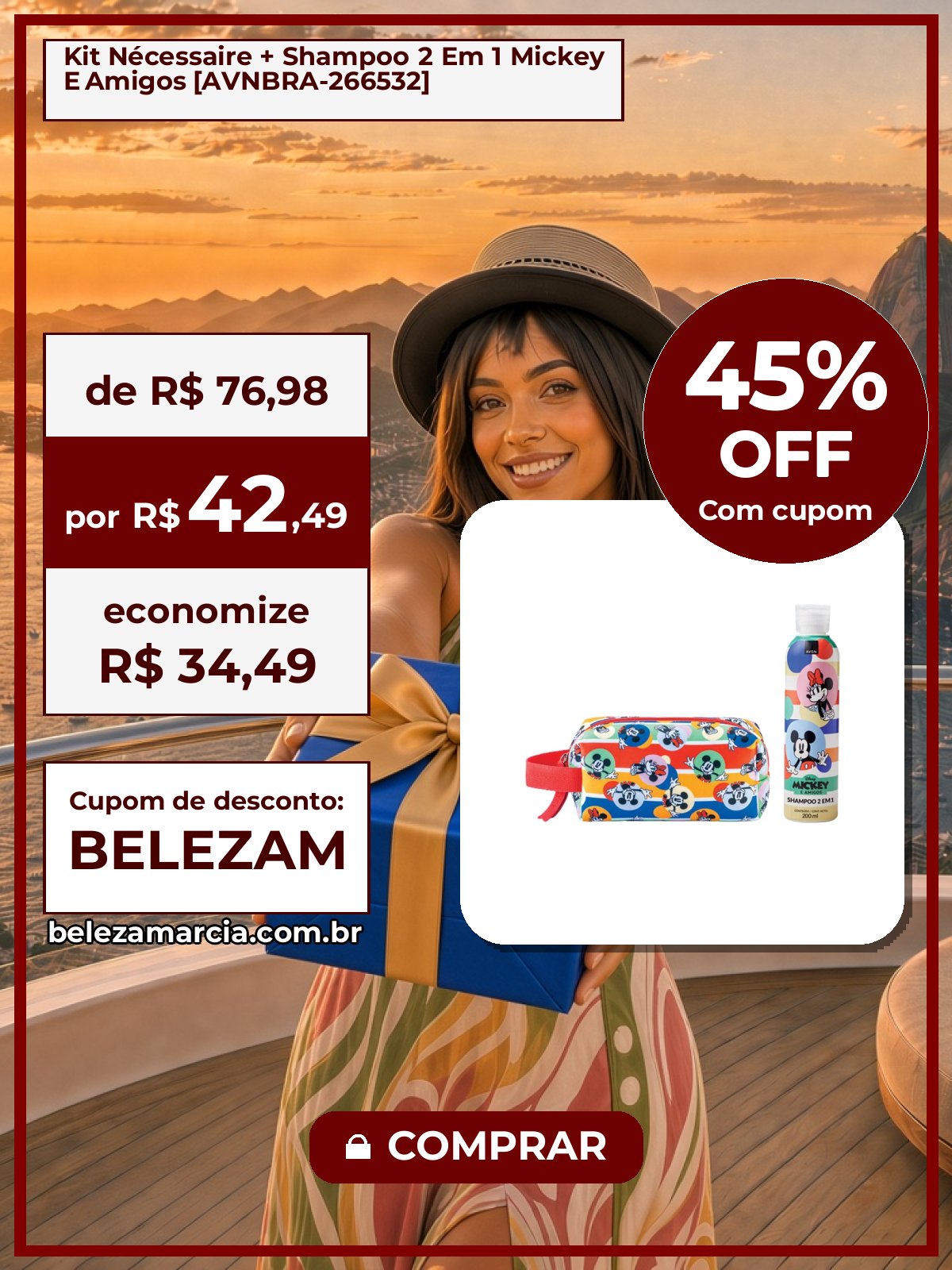 Kit Nécessaire + Shampoo 2 Em 1 Mickey E Amigos [AVNBRA-266532]