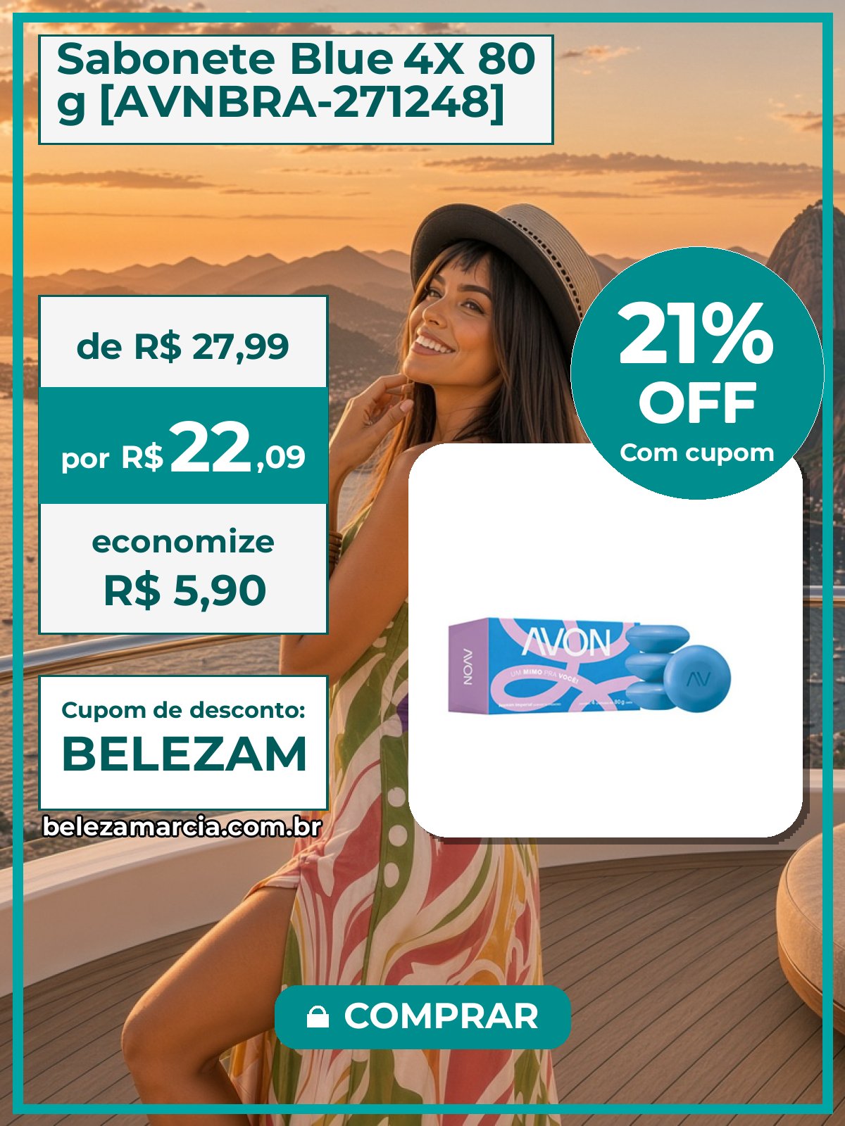 Sabonete Blue 4X 80 g [AVNBRA-271248]