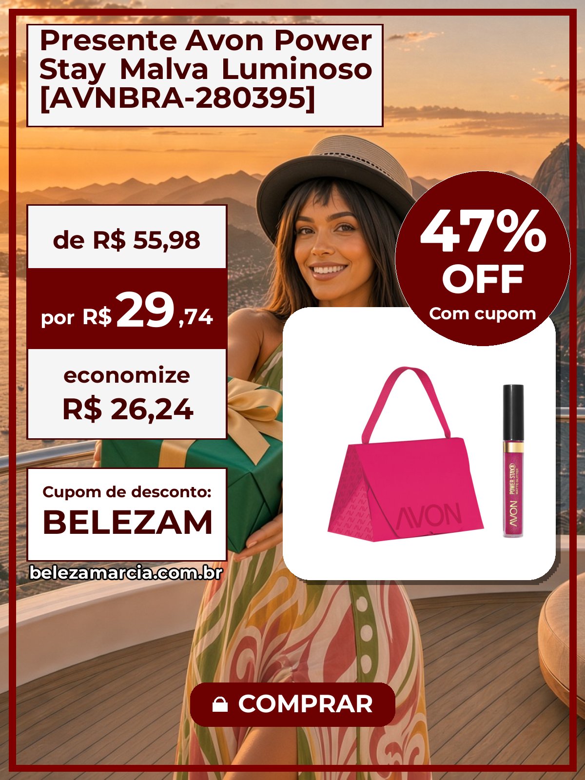 Presente Avon Power Stay Malva Luminoso [AVNBRA-280395]