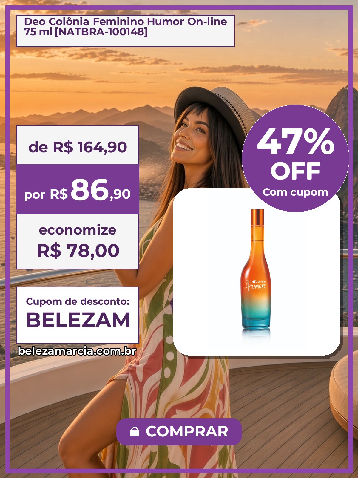 Deo Colônia Feminino Humor On-line 75 ml [NATBRA-100148]