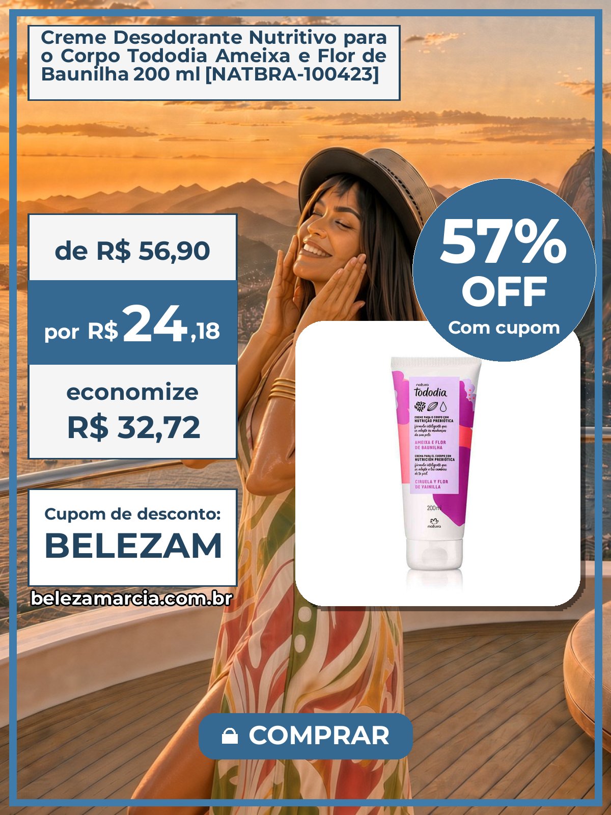 Creme Desodorante Nutritivo para o Corpo Tododia Ameixa e Flor de Baunilha 200 ml [NATBRA-100423]
