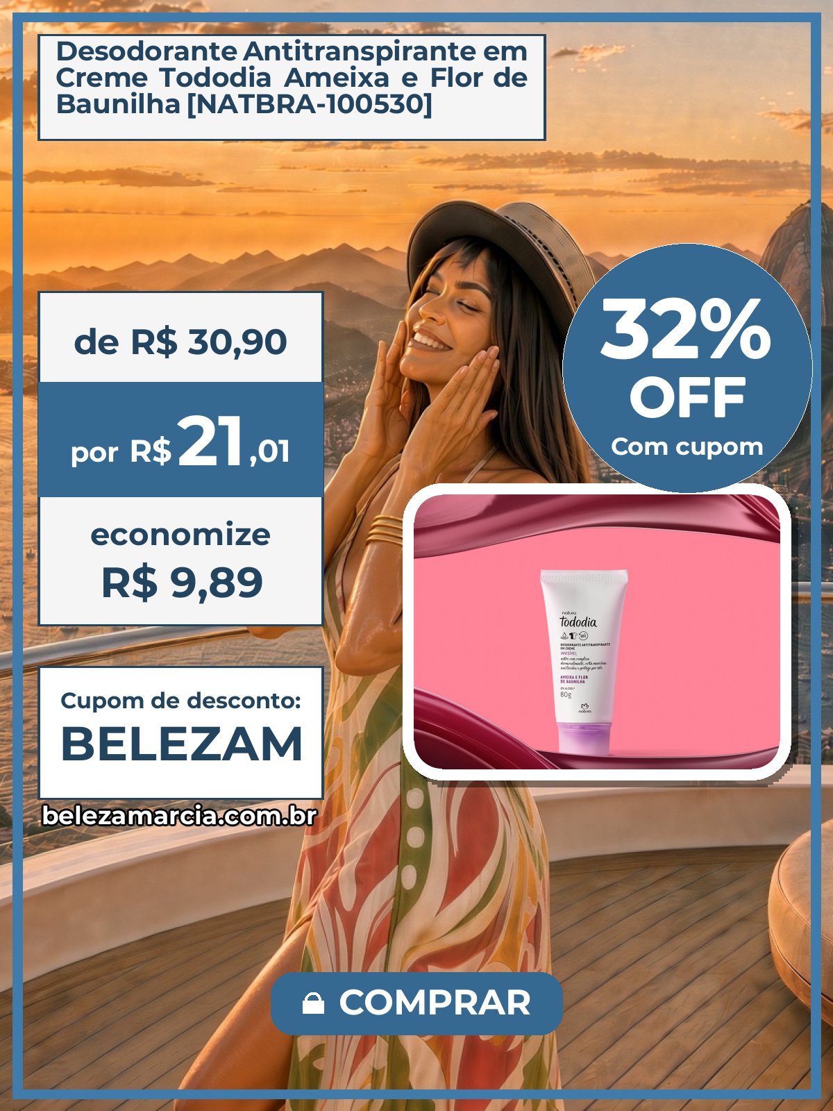 Desodorante Antitranspirante em Creme Tododia Ameixa e Flor de Baunilha [NATBRA-100530]
