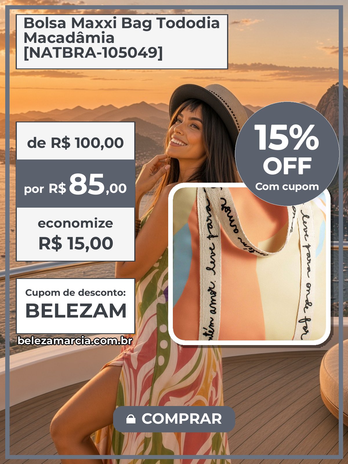 Bolsa Maxxi Bag Tododia Macadâmia [NATBRA-105049]