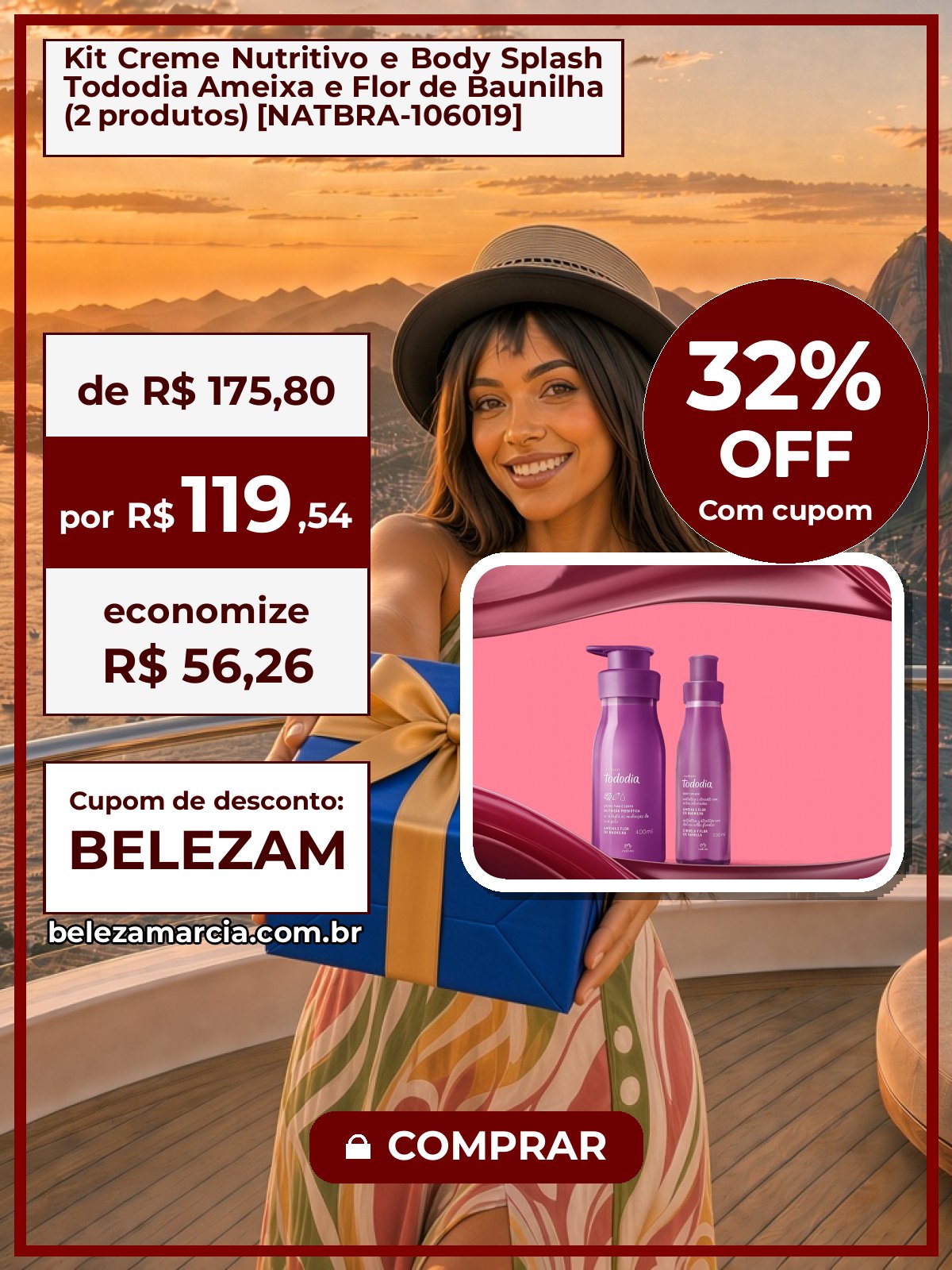 Kit Creme Nutritivo e Body Splash Tododia Ameixa e Flor de Baunilha (2 produtos) [NATBRA-106019]