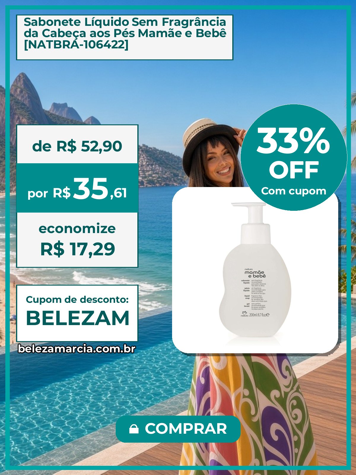 Sabonete Líquido Sem Fragrância da Cabeça aos Pés Mamãe e Bebê [NATBRA-106422]