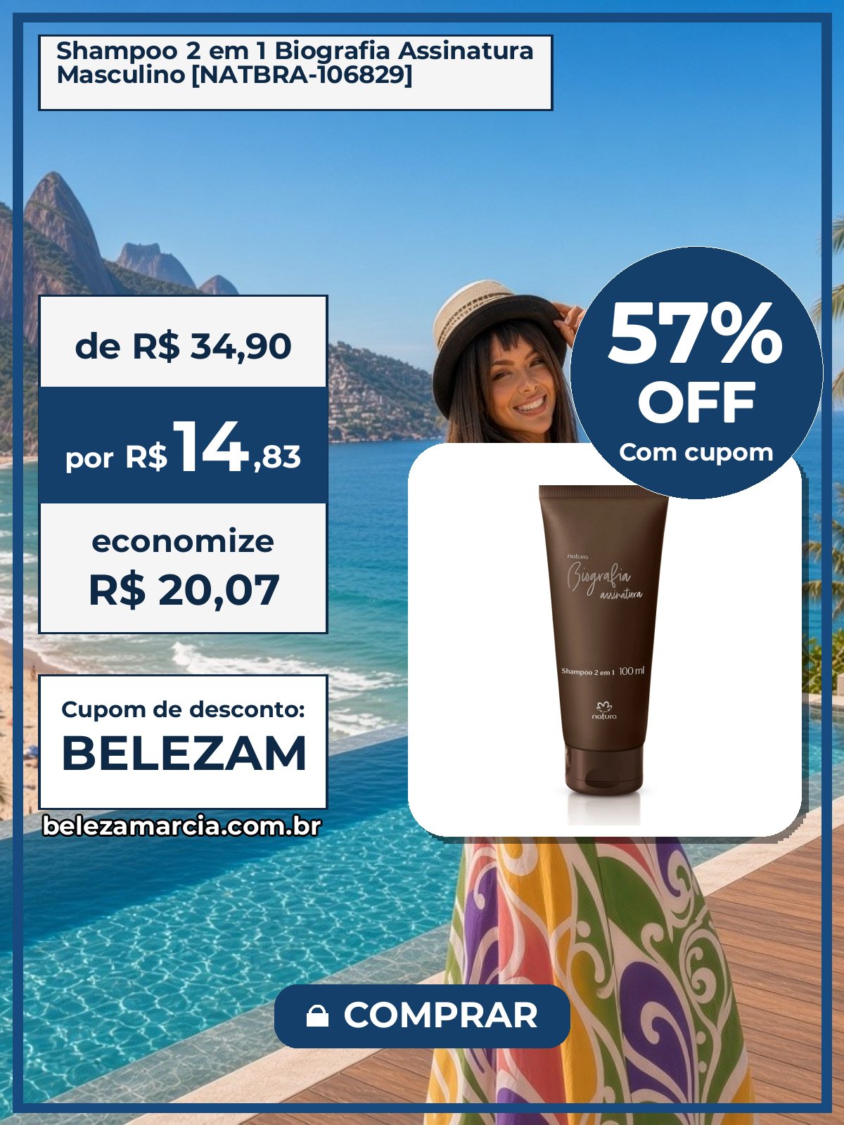 Shampoo 2 em 1 Biografia Assinatura Masculino [NATBRA-106829]