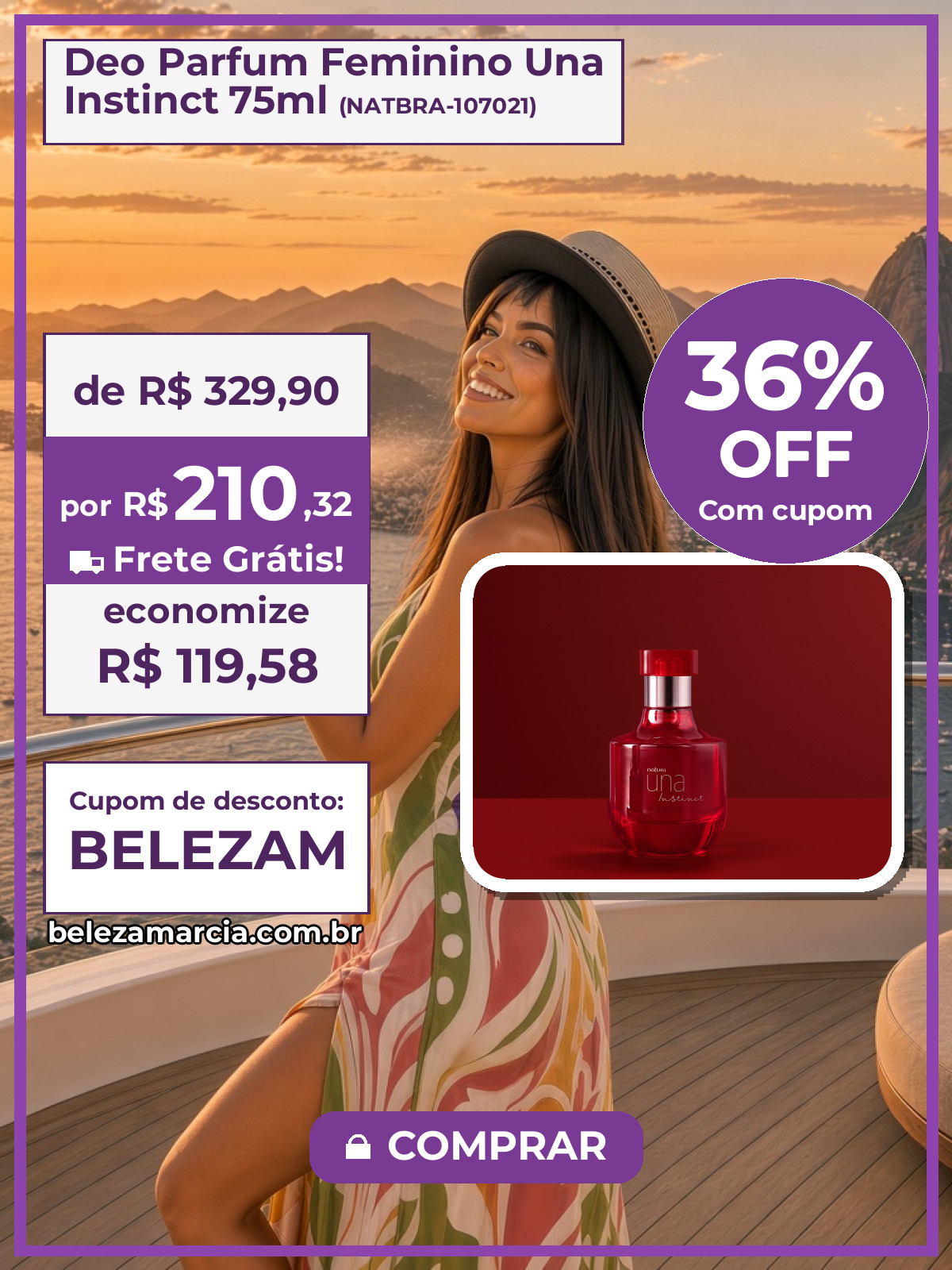 Deo Parfum Feminino Una Instinct 75ml