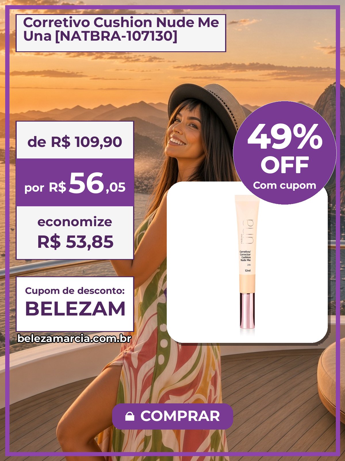 Corretivo Cushion Nude Me Una [NATBRA-107130]