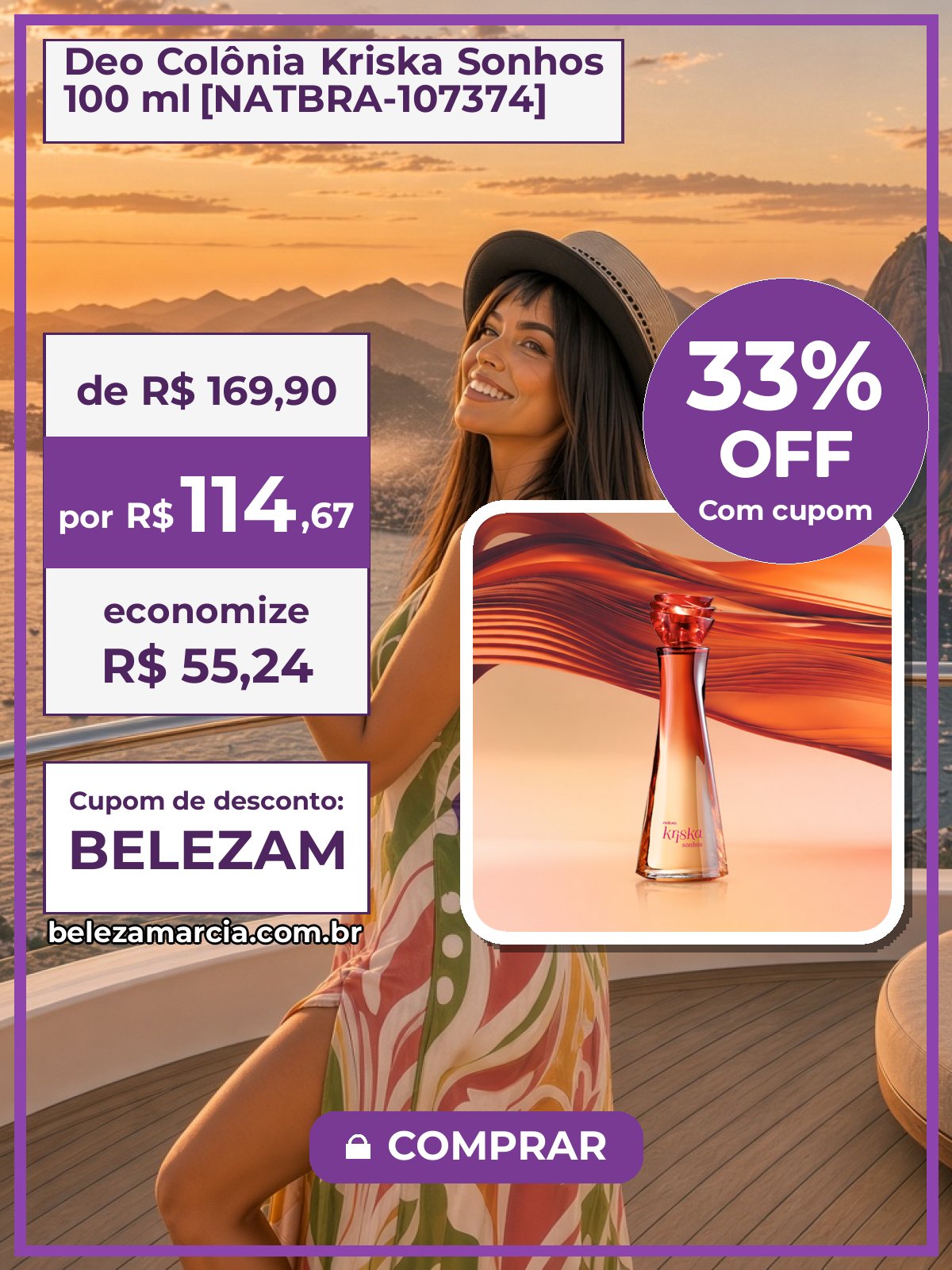 Deo Colônia Kriska Sonhos 100 ml [NATBRA-107374]