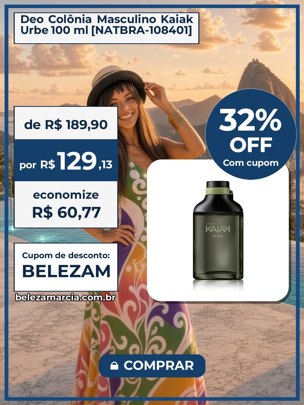 Deo Colônia Masculino Kaiak Urbe 100 ml [NATBRA-108401]