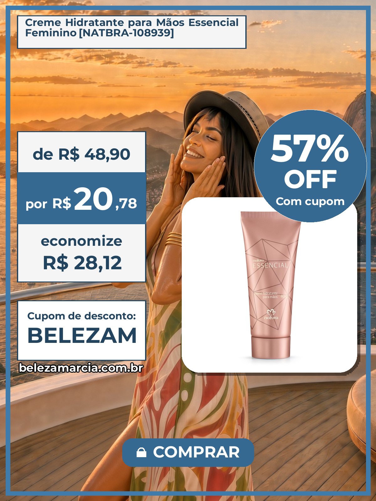 Creme Hidratante para Mãos Essencial Feminino [NATBRA-108939]