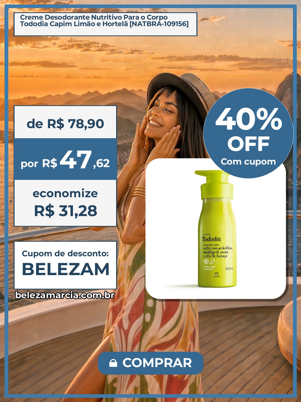 Creme Desodorante Nutritivo Para o Corpo Tododia Capim Limão e Hortelã [NATBRA-109156]