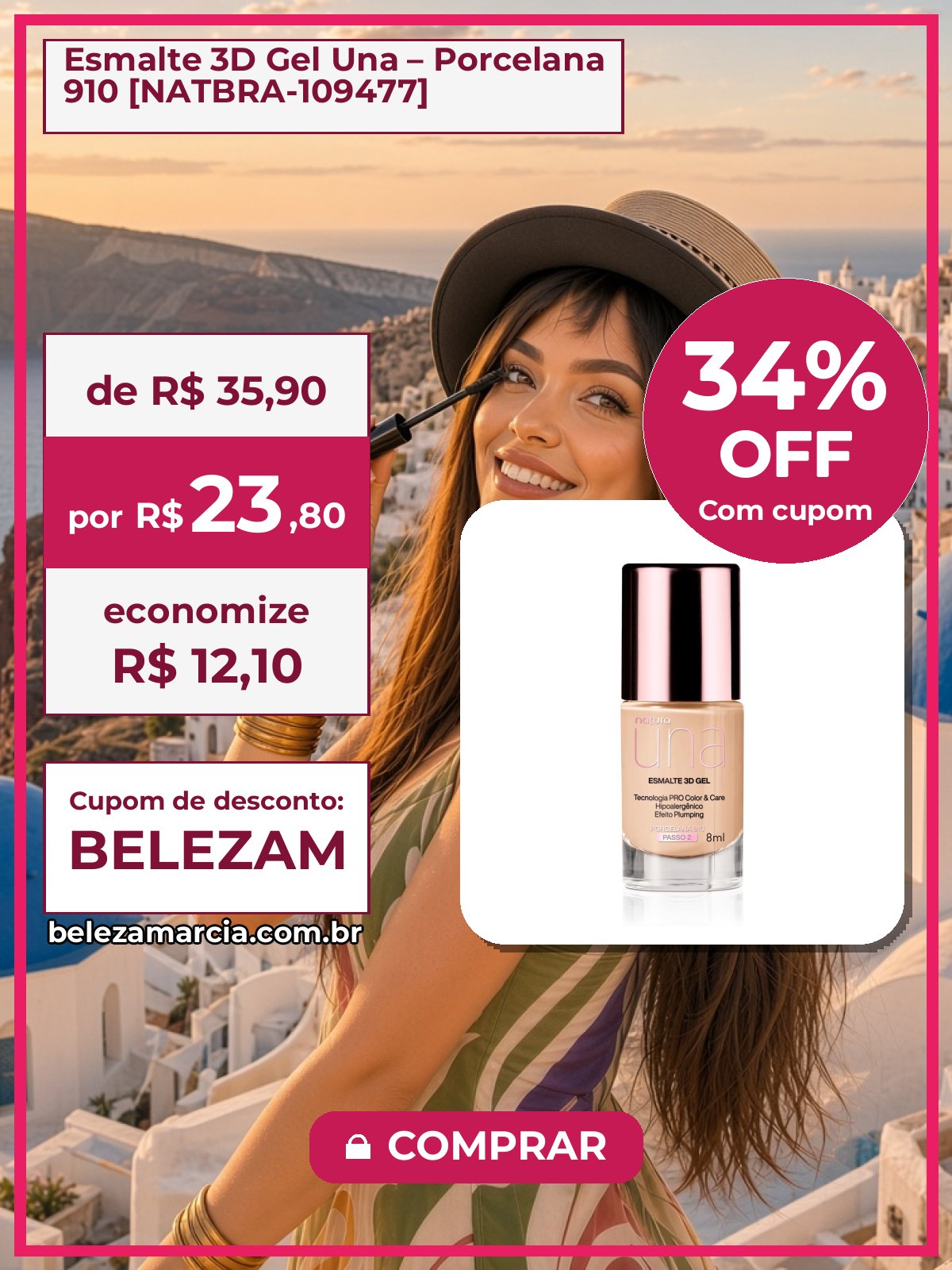 Esmalte 3D Gel Una – Porcelana 910 [NATBRA-109477]