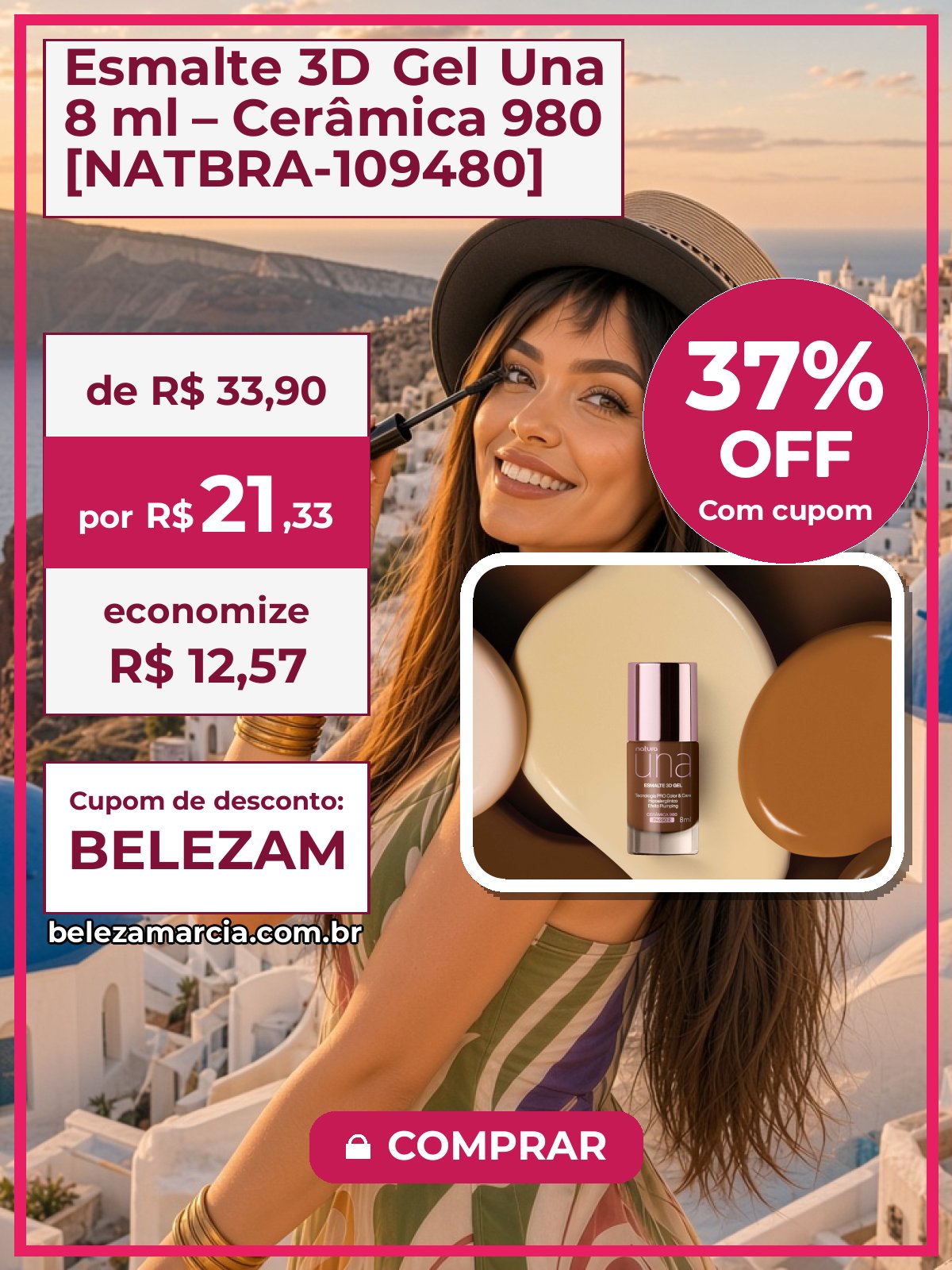 Esmalte 3D Gel Una 8 ml – Cerâmica 980 [NATBRA-109480]
