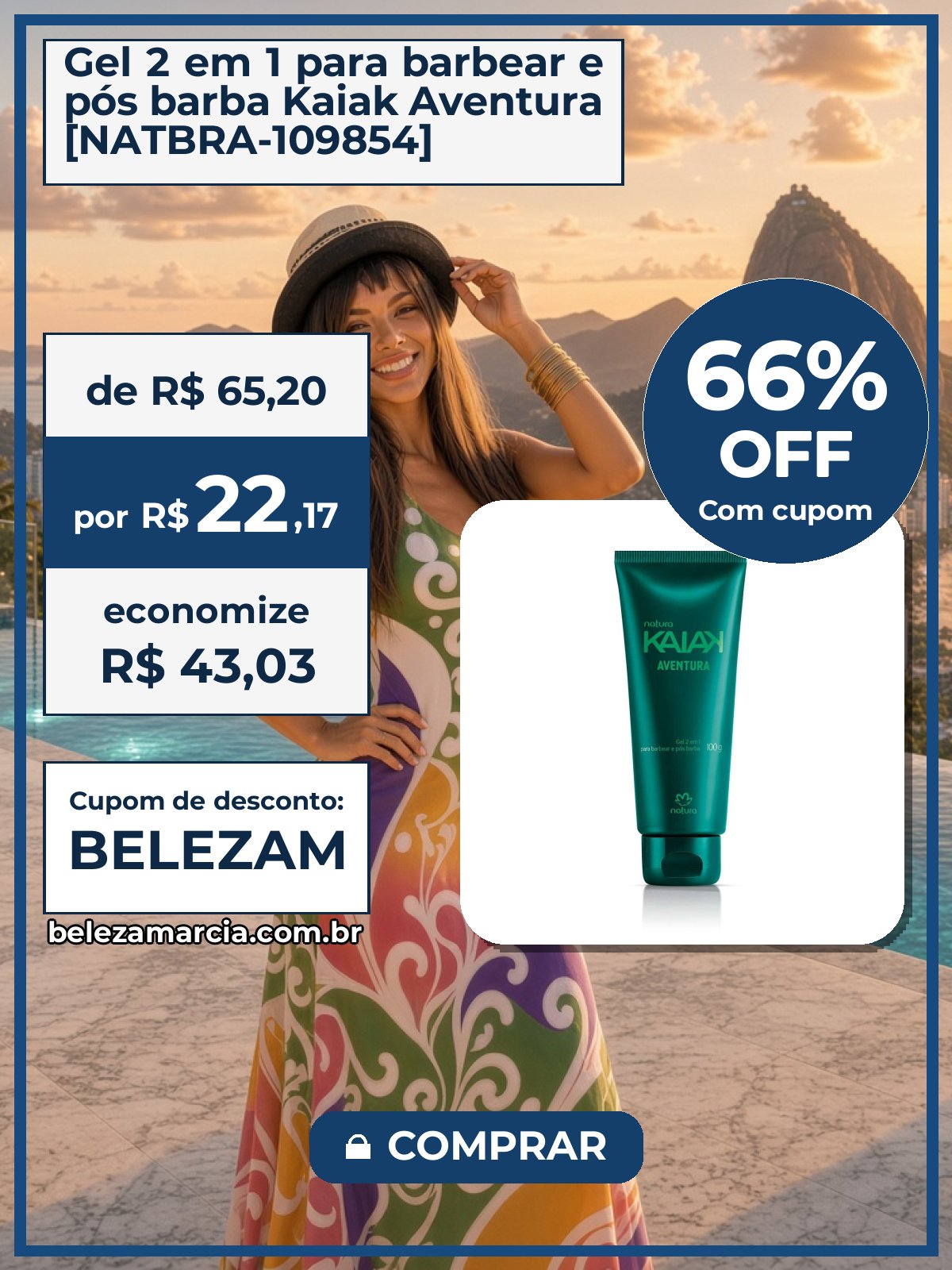 Gel 2 em 1 para barbear e pós barba Kaiak Aventura [NATBRA-109854]