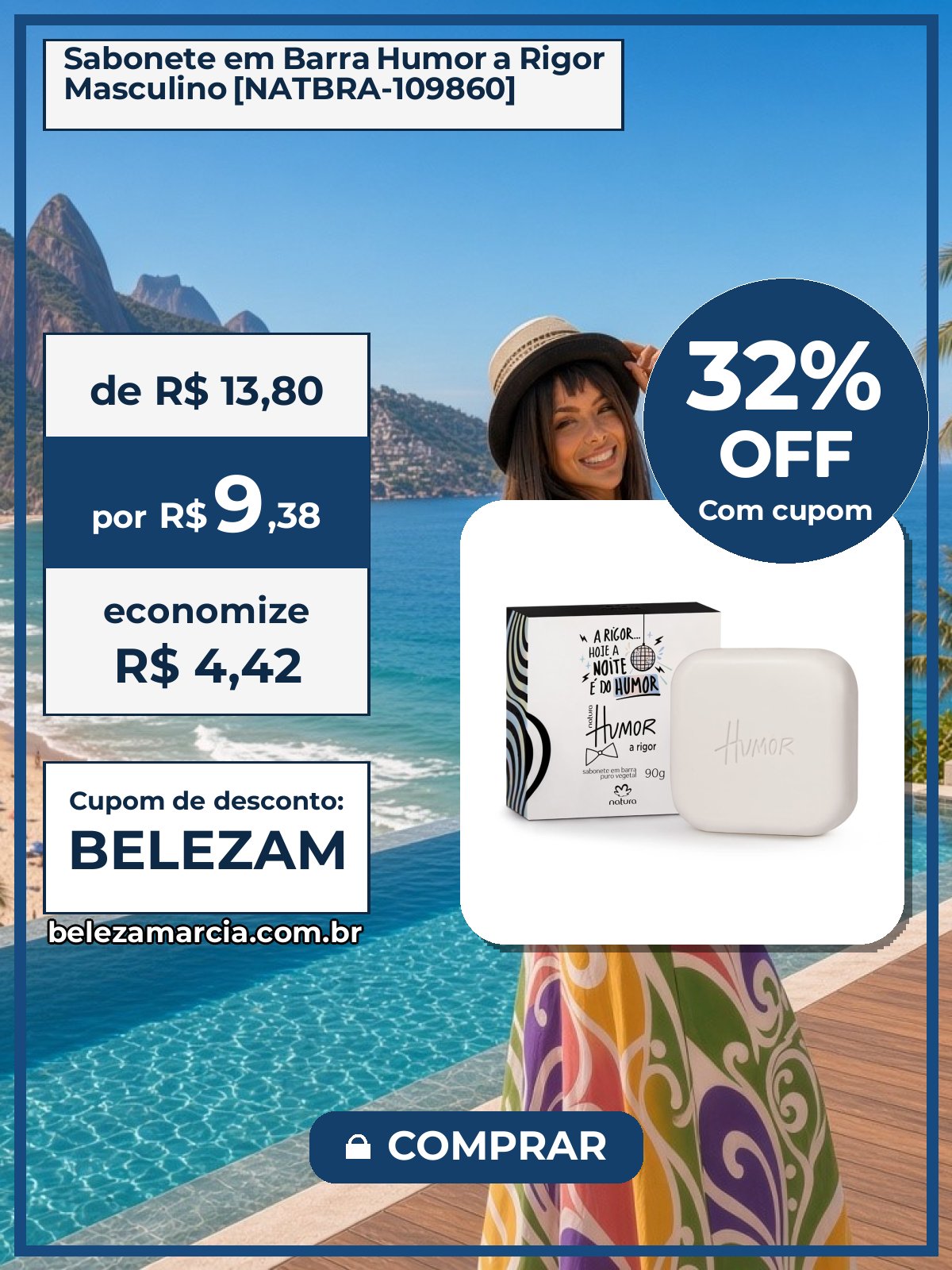 Sabonete em Barra Humor a Rigor Masculino [NATBRA-109860]