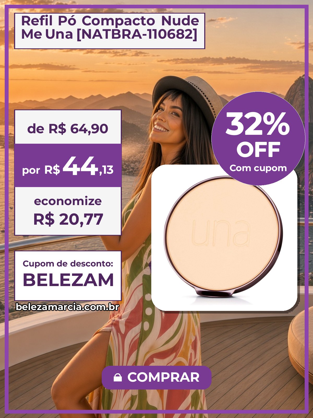 Refil Pó Compacto Nude Me Una [NATBRA-110682]