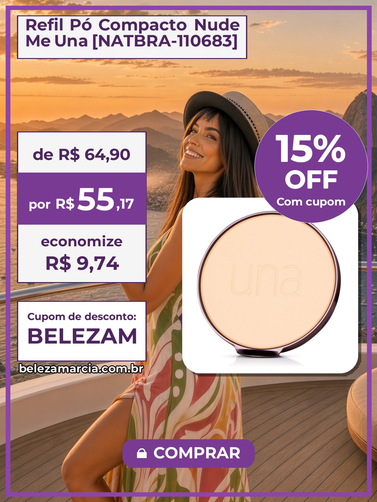 Refil Pó Compacto Nude Me Una [NATBRA-110683]