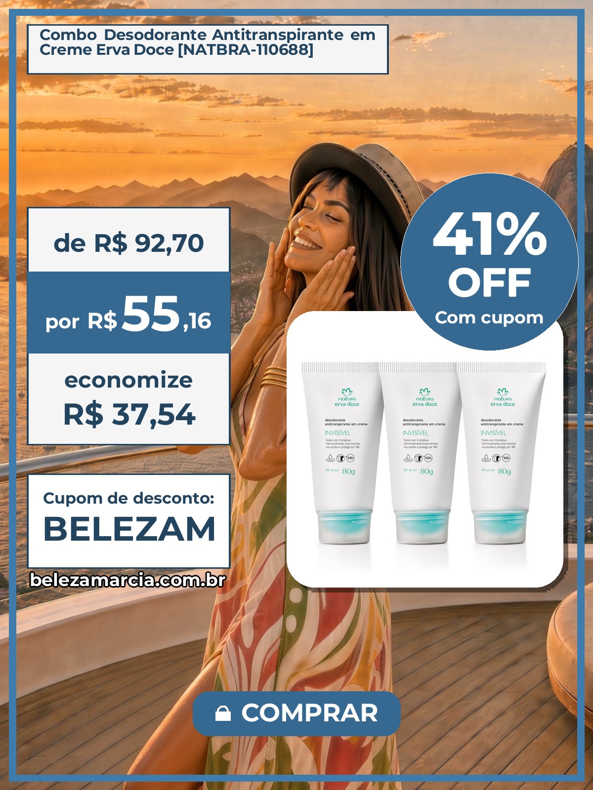 Combo Desodorante Antitranspirante em Creme Erva Doce [NATBRA-110688]